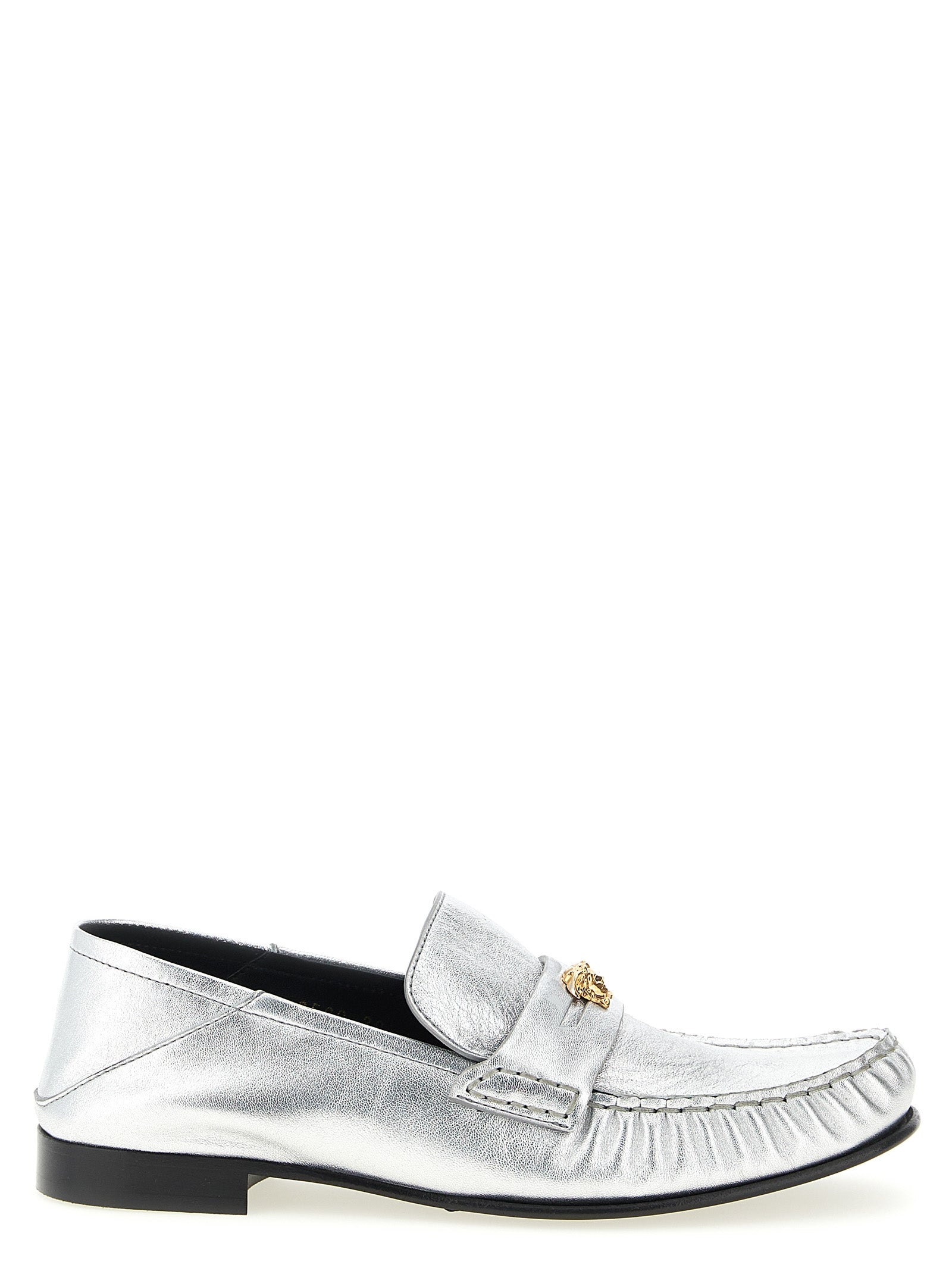 Versace Loafer aus Lammleder in Silber