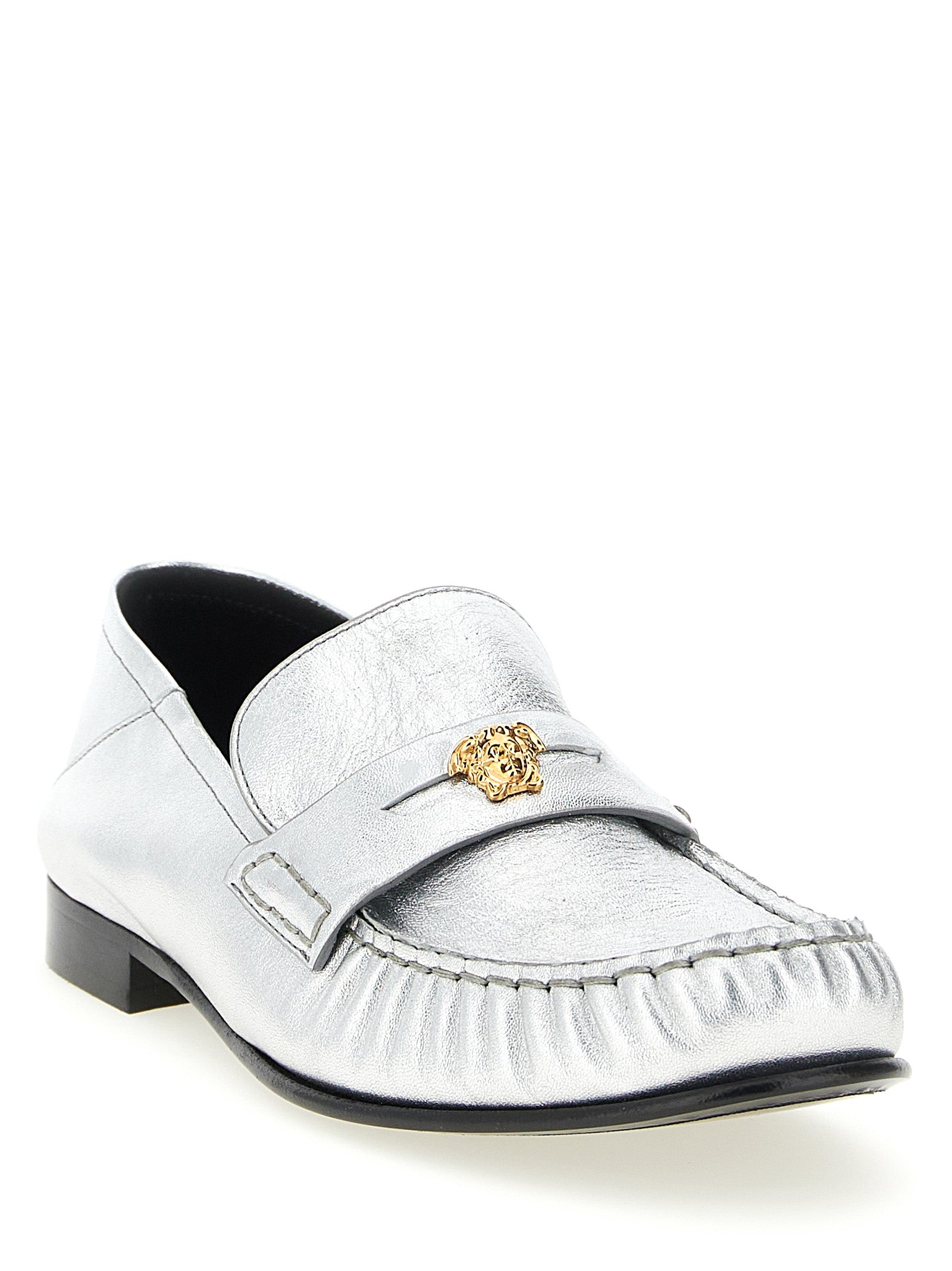 Versace Loafer aus Lammleder in Silber
