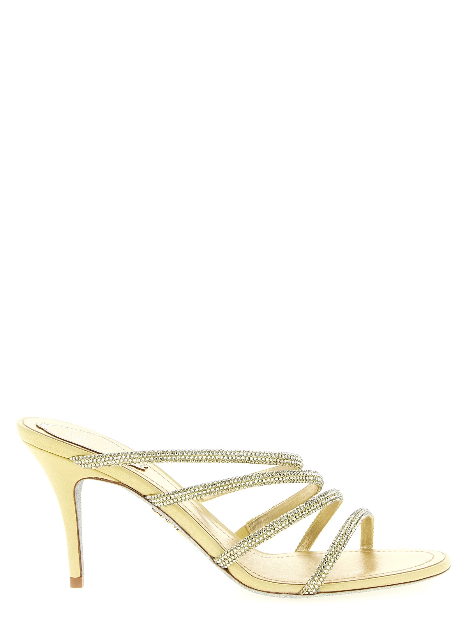 RENE CAOVILLA Goldene Viskose-Stiletto-Sandalen