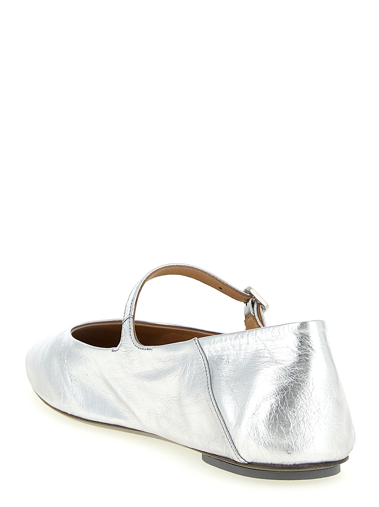 Marsell Ballerinas aus silbernem Kalbsleder