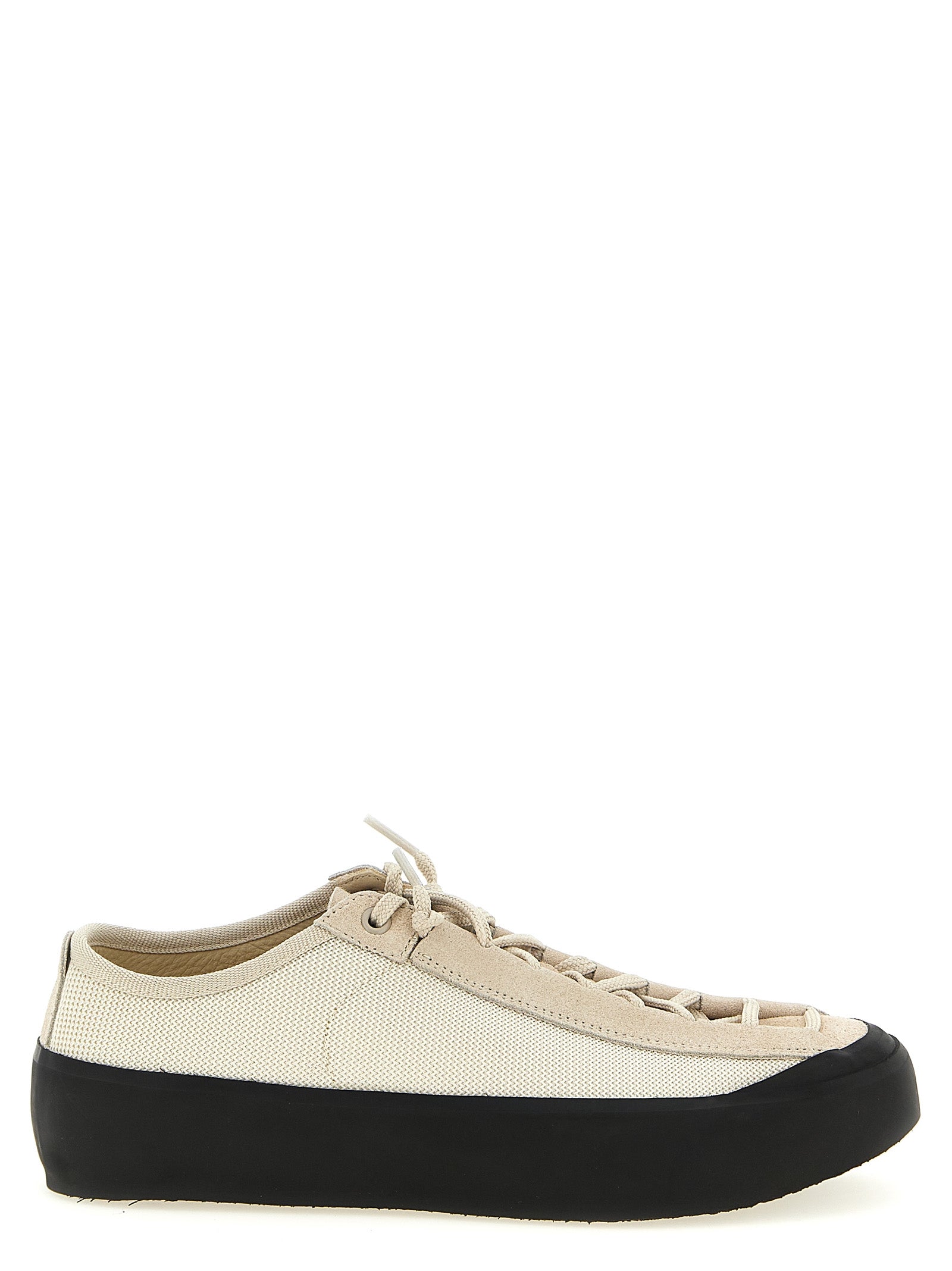 Stone Island Beige Kalbsleder Low-Top-Sneaker