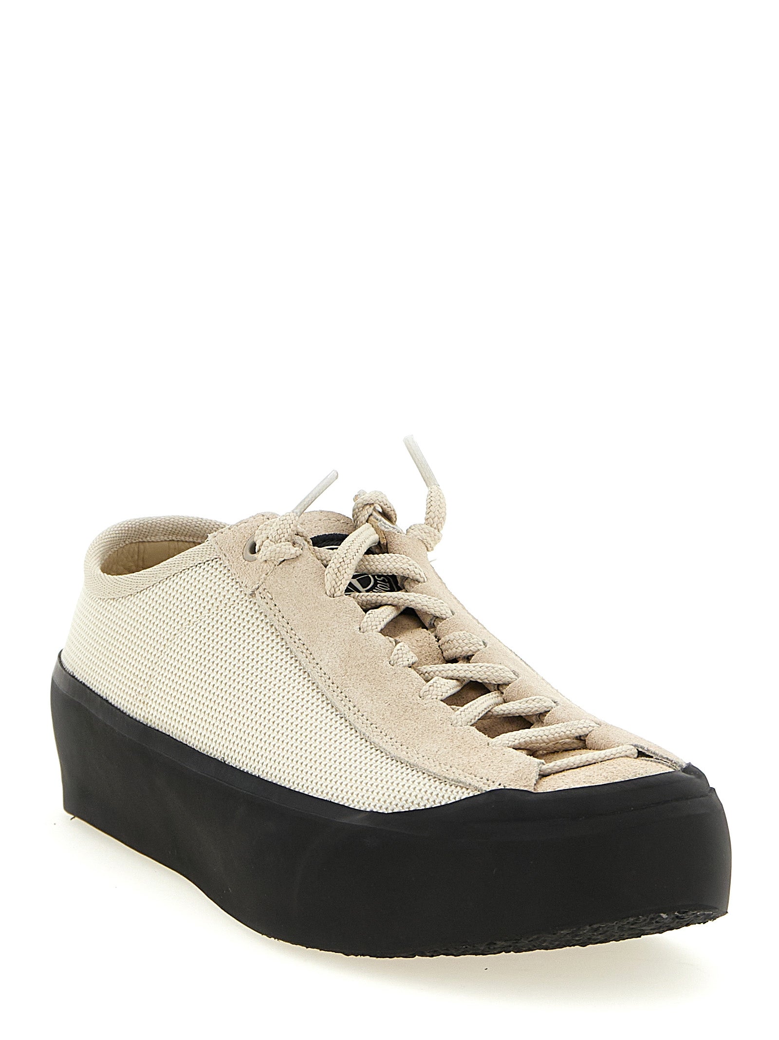 Stone Island Beige Kalbsleder Low-Top-Sneaker