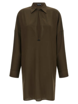 Tom Ford Zweifarbige Seiden-Midikleid