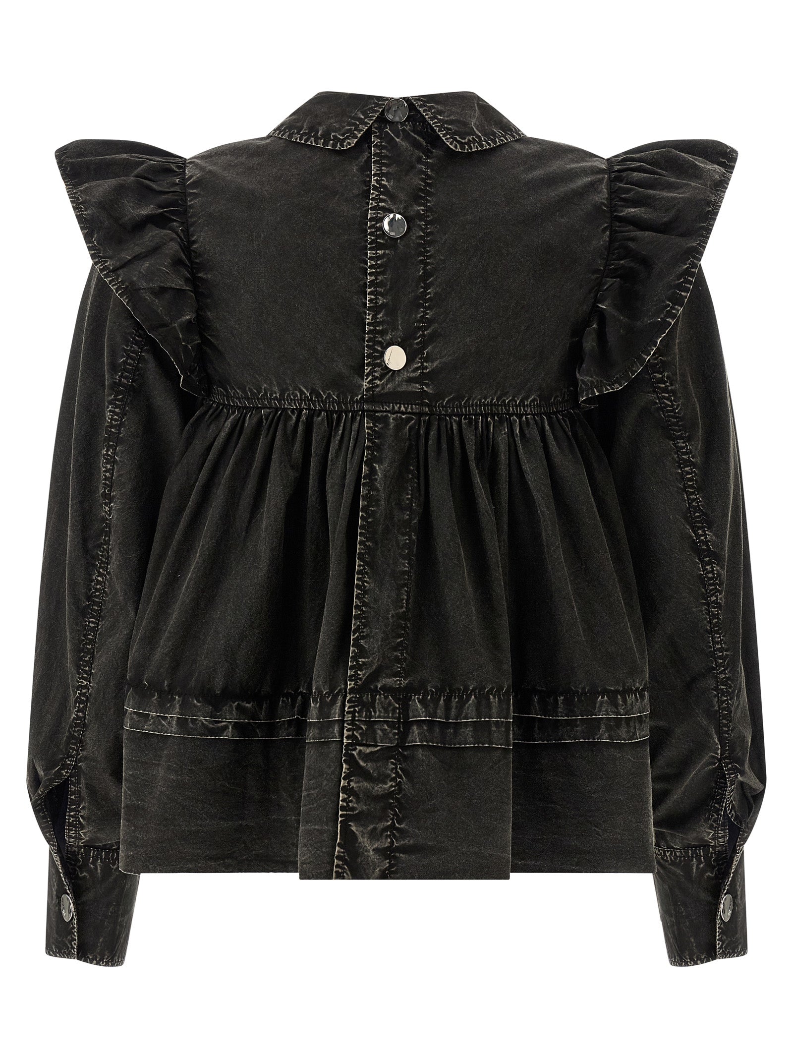 Ganni Schwarze Bio-Baumwollbluse
