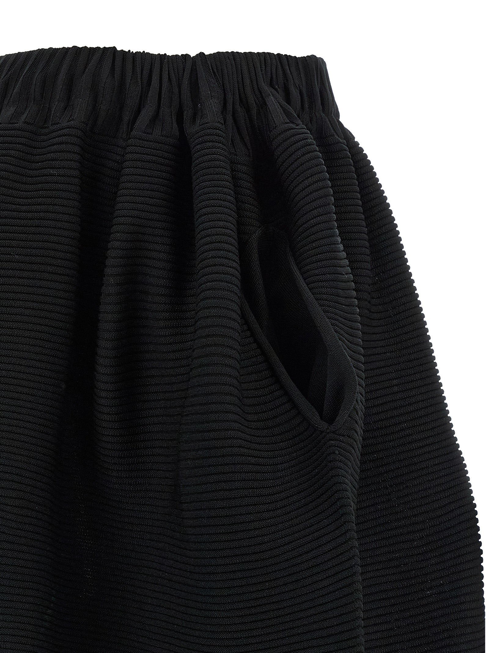Issey Miyake Schwarzer Midirock aus Polyester