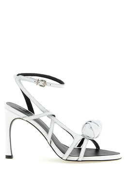 ROTATE BIRGER CHRISTENSEN Weiße Stiletto-Sandalen aus Kalbsleder