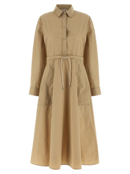 Moncler Beigefarbenes Polyester-Maxikleid