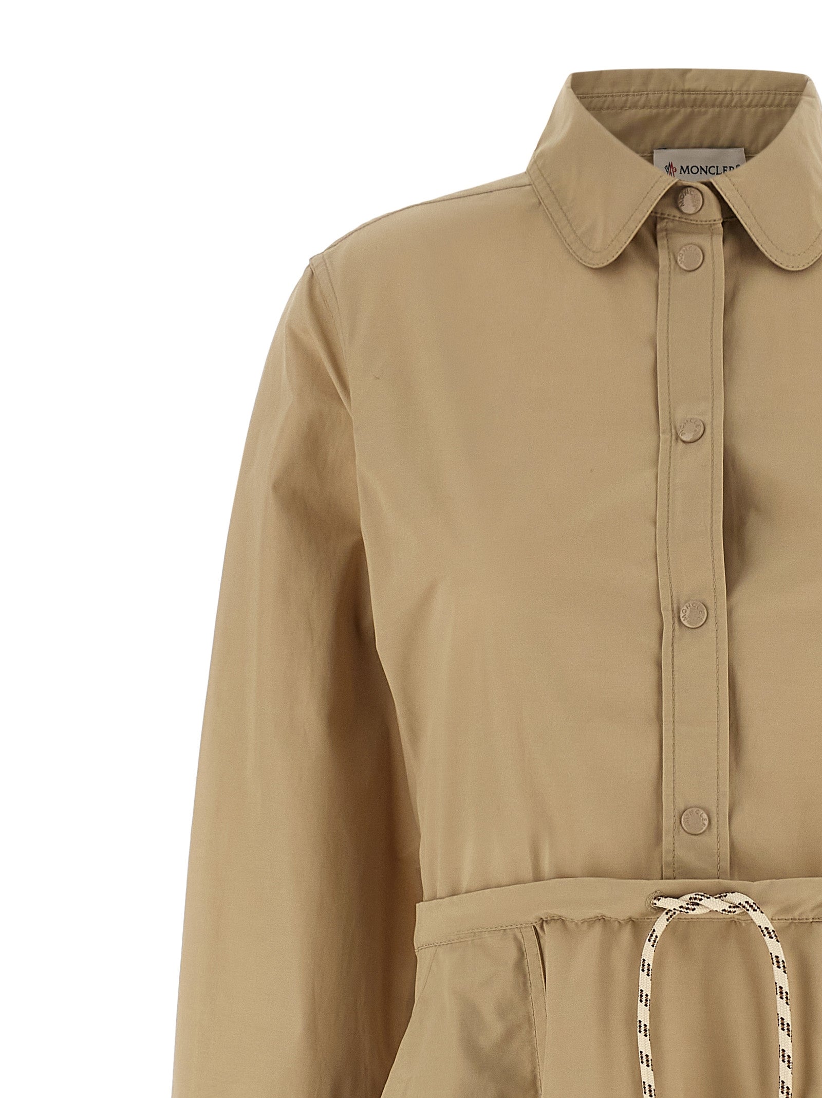 Moncler Beigefarbenes Polyester-Maxikleid