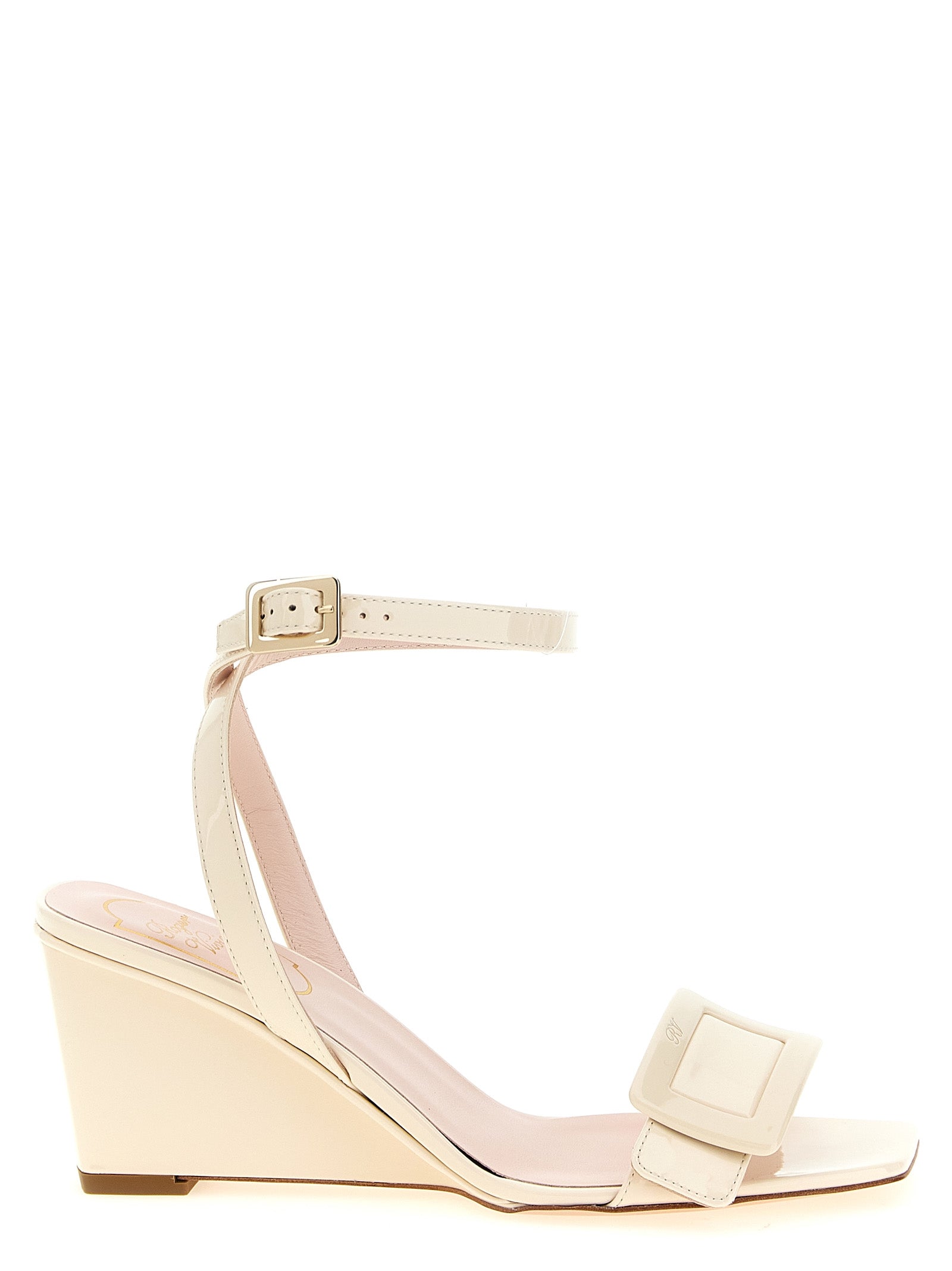 Roger Vivier Weiße Keilabsatz-Sandalen aus Kalbsleder