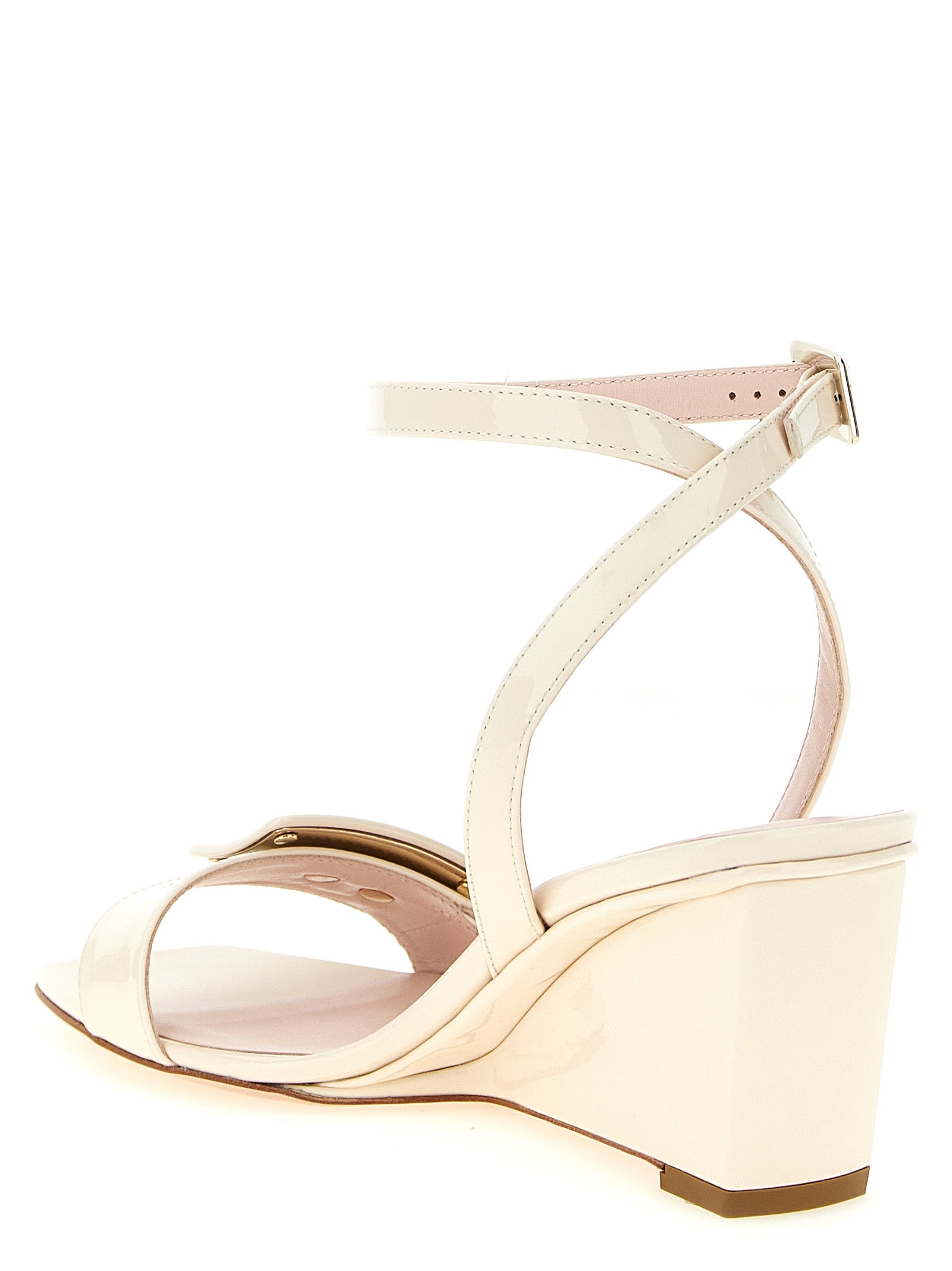Roger Vivier Weiße Keilabsatz-Sandalen aus Kalbsleder