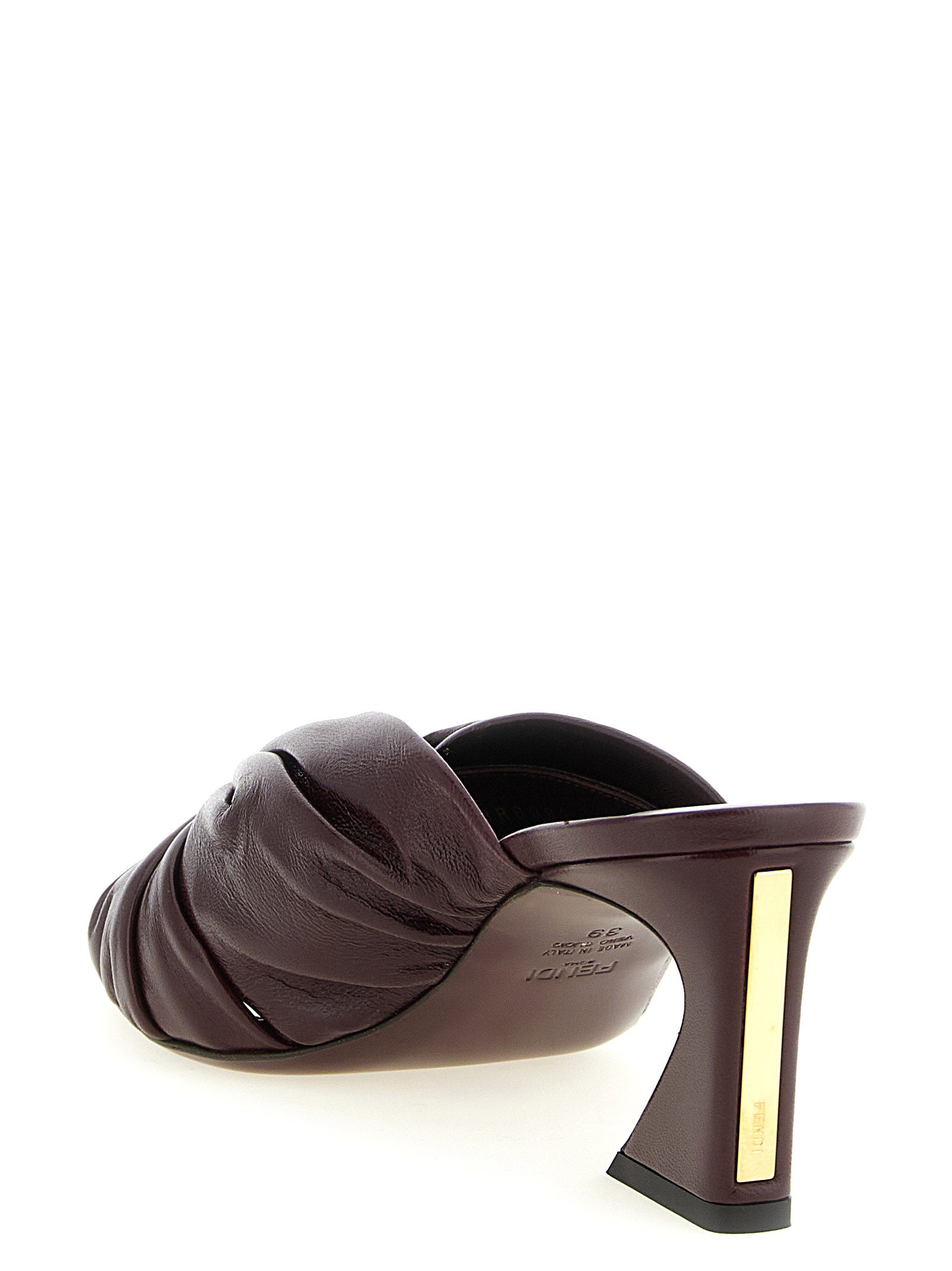 Fendi Plateau-Sandalen aus bordeauxrotem Lammleder