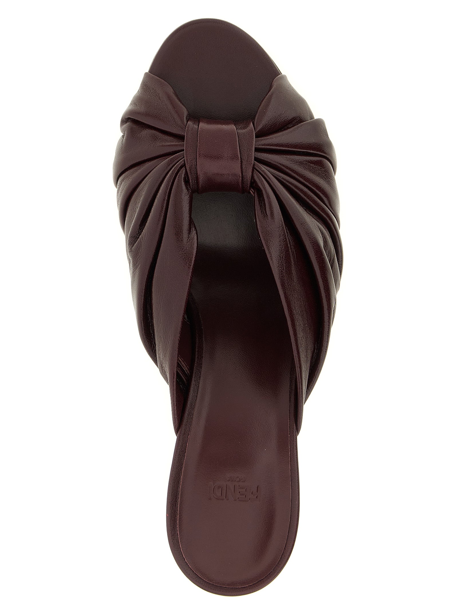 Fendi Plateau-Sandalen aus bordeauxrotem Lammleder