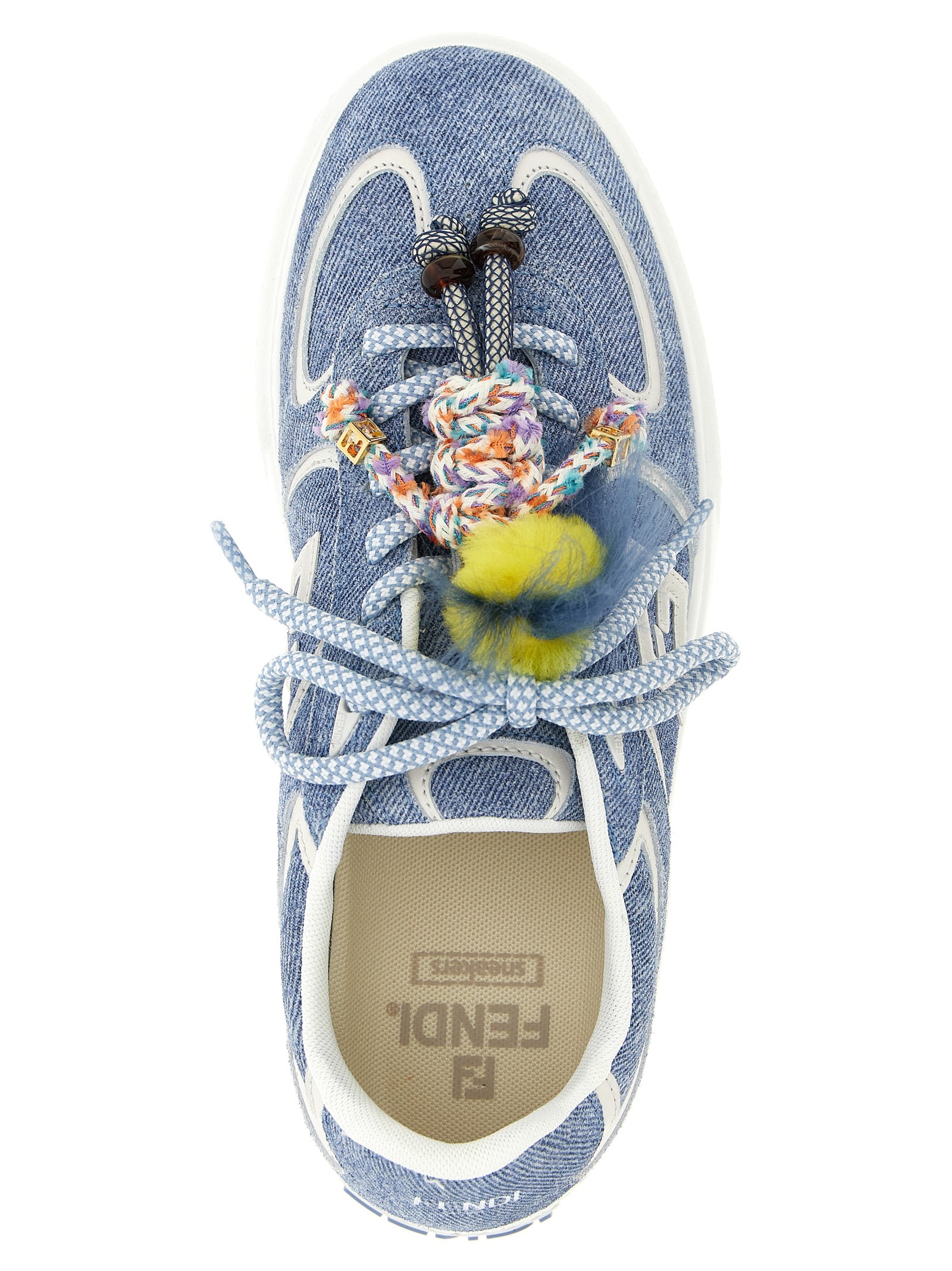 Fendi Blaue Kalbsleder Plateau-Sneaker