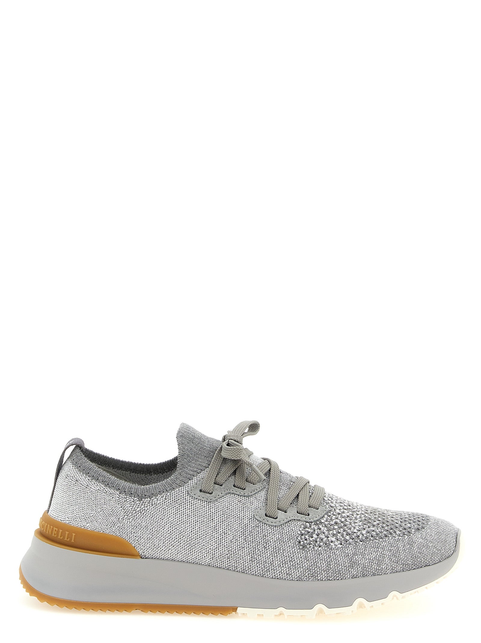 Brunello Cucinelli Graue Sneaker aus Baumwolle im Athletic-Stil