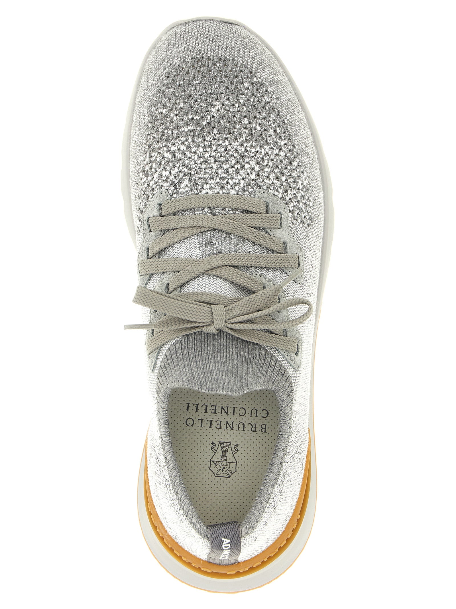 Brunello Cucinelli Graue Sneaker aus Baumwolle im Athletic-Stil