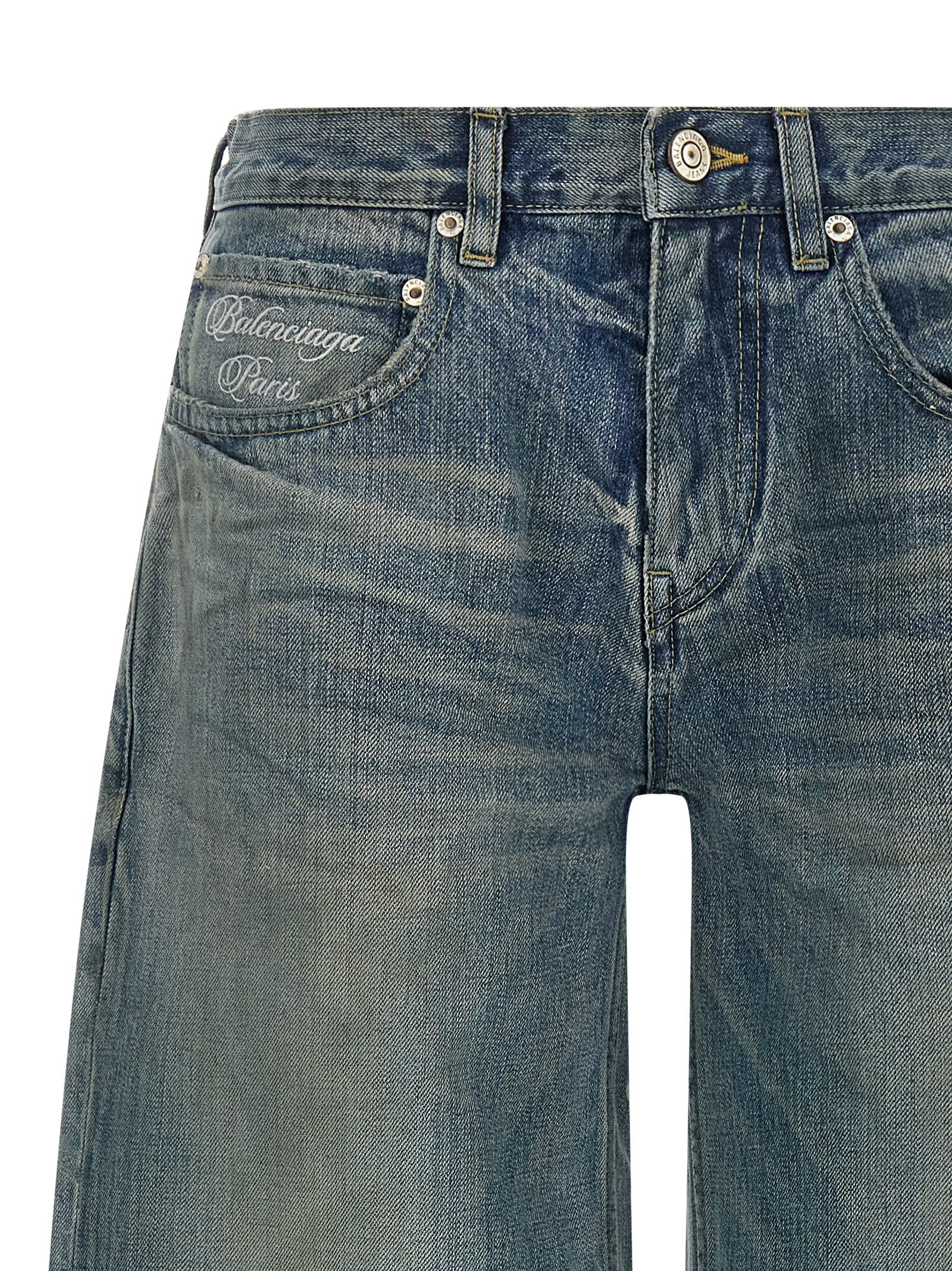 Balenciaga Blaue Baumwolljeans im Relaxed Fit