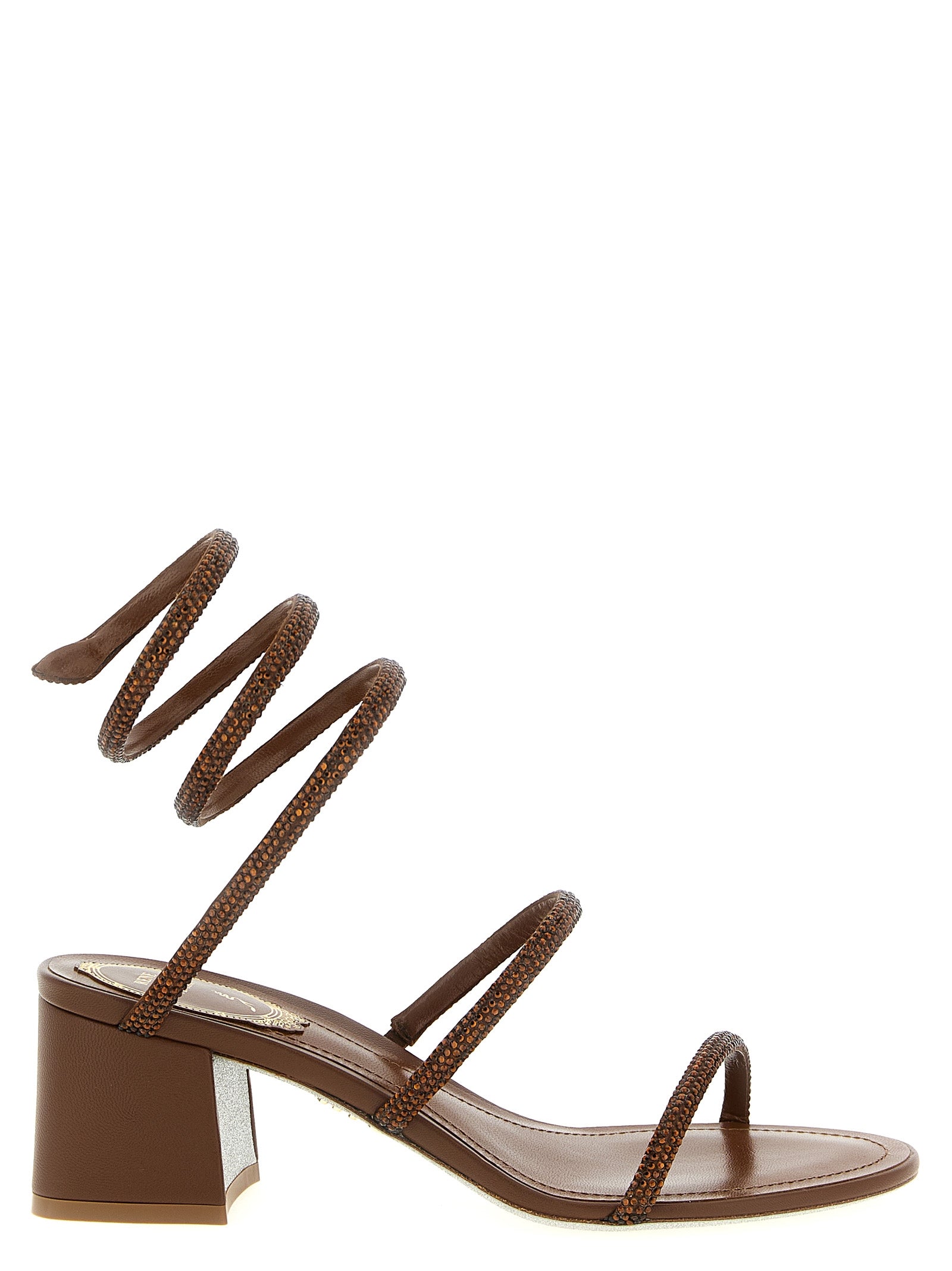 RENE CAOVILLA Braune Sandalen mit Viscose-Riemen