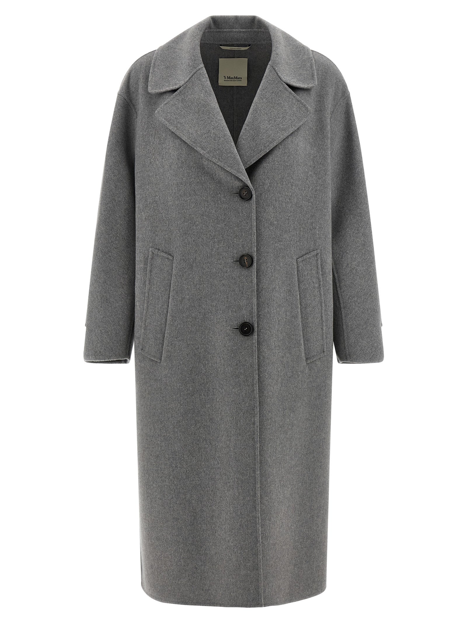 'S Max Mara Grauer Wollmantel aus reiner Schurwolle