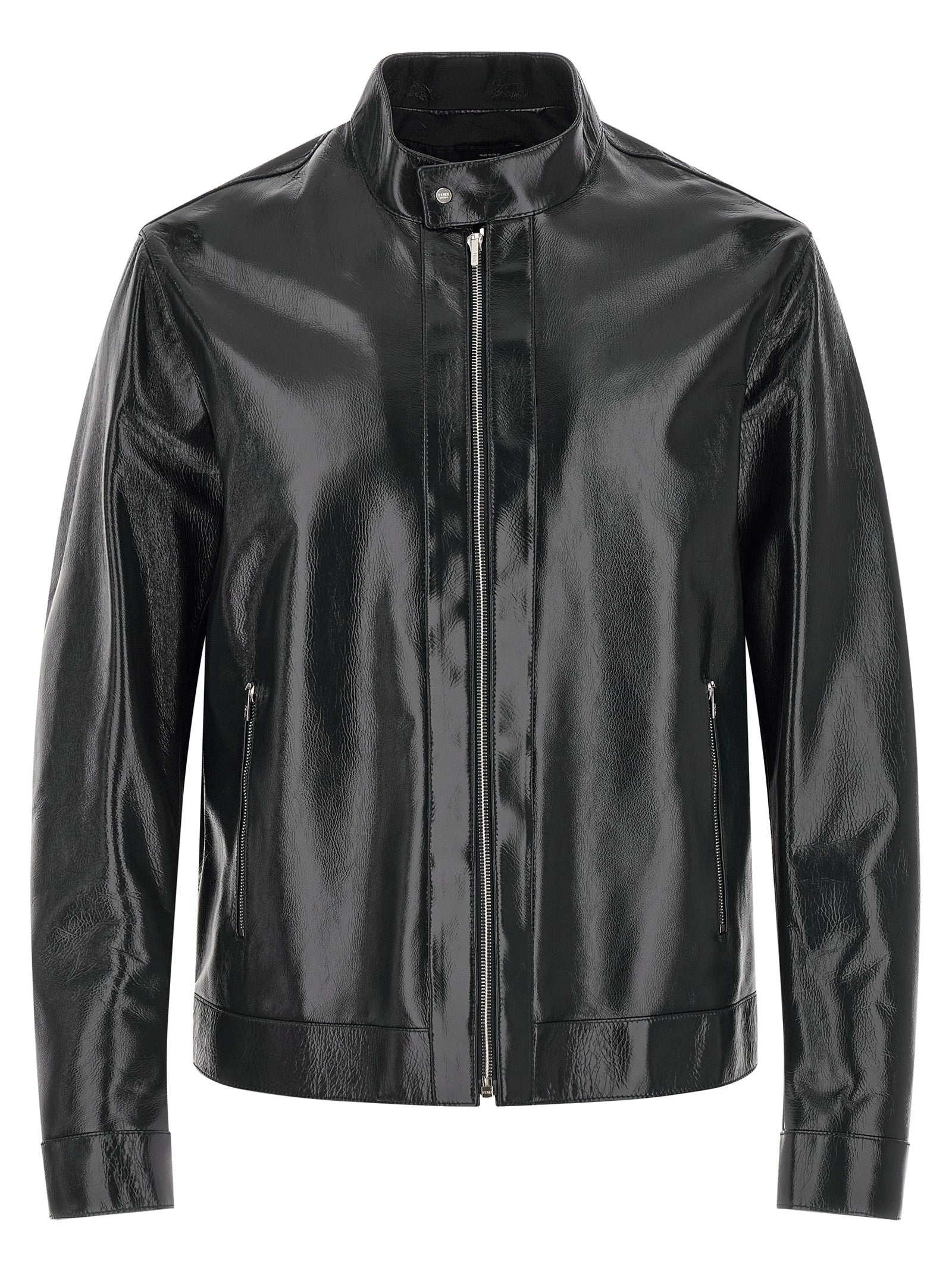 Fendi Blaue Lederjacke