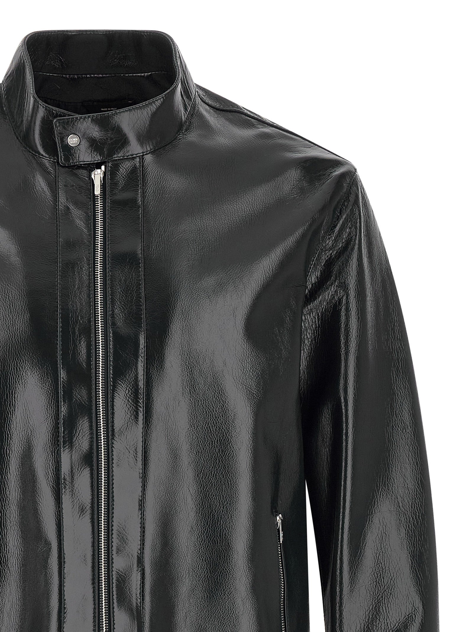 Fendi Blaue Lederjacke