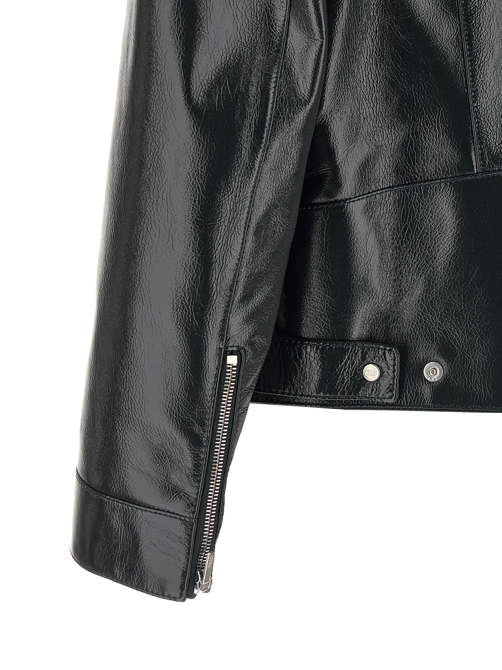 Fendi Blaue Lederjacke