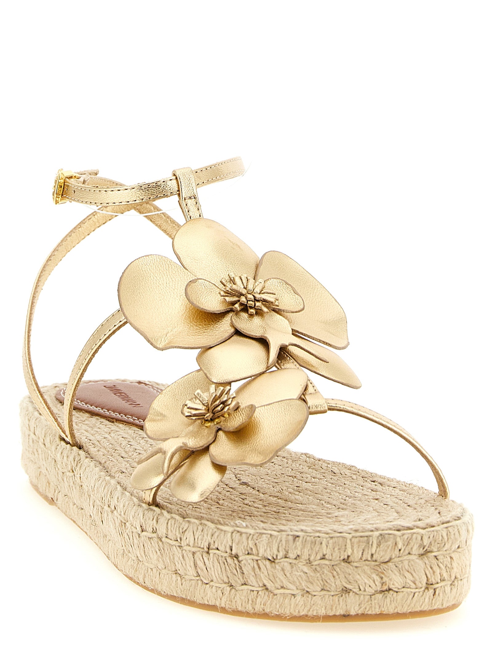 Zimmermann Goldfarbene flache Sandalen aus Leder