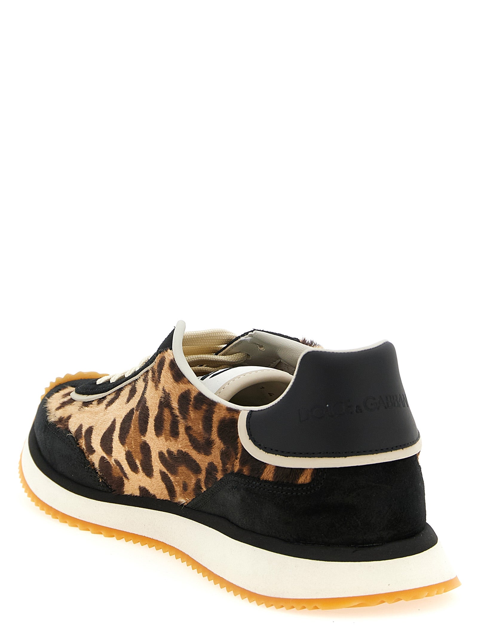 Dolce & Gabbana Mehrfarbige Kalbsleder-Sneaker mit niedrigem Schaft
