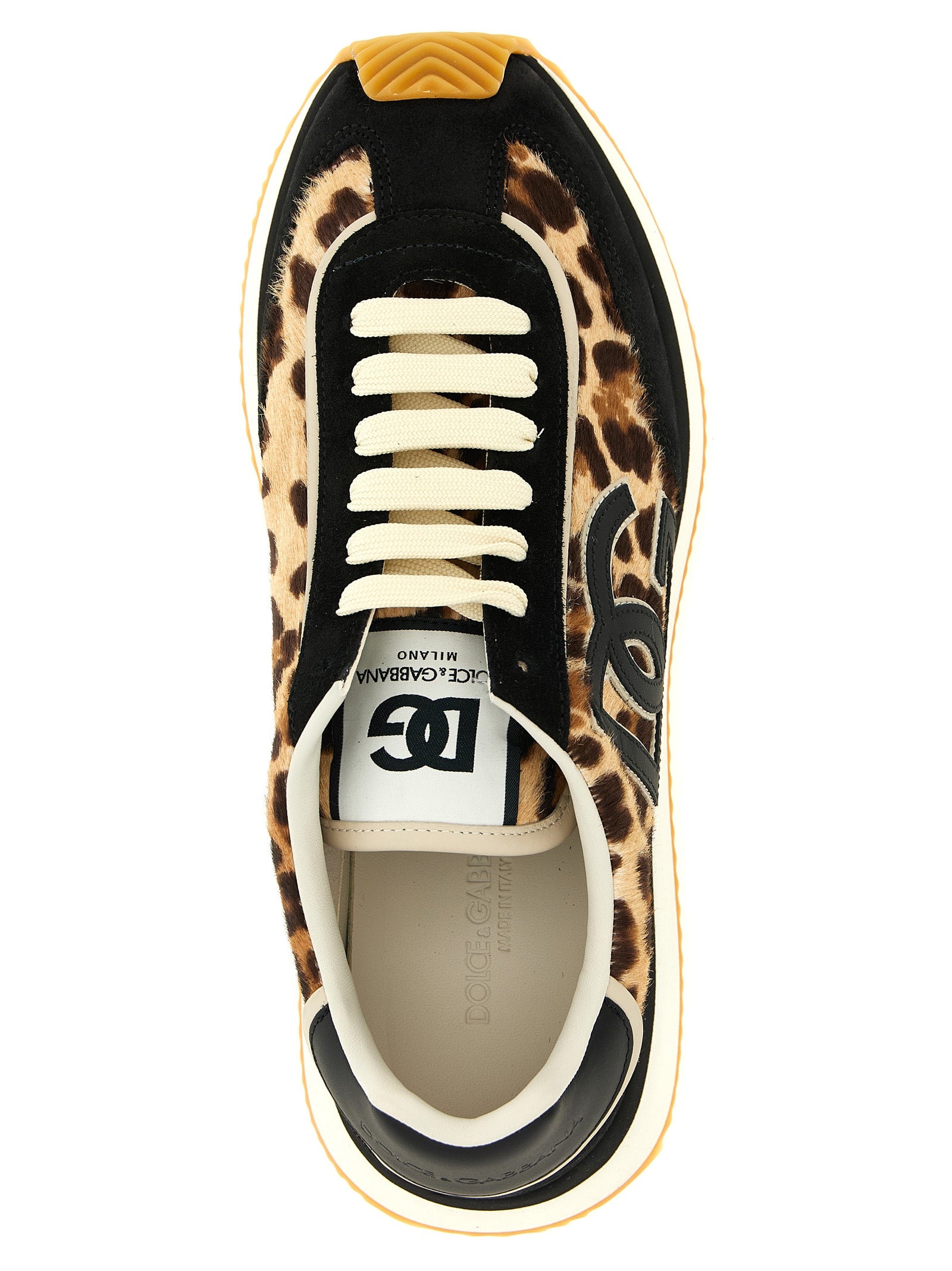 Dolce & Gabbana Mehrfarbige Kalbsleder-Sneaker mit niedrigem Schaft