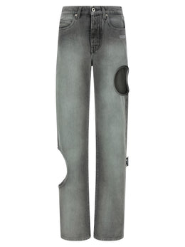 Off-White Graue Jeans aus Baumwolle im geraden Schnitt