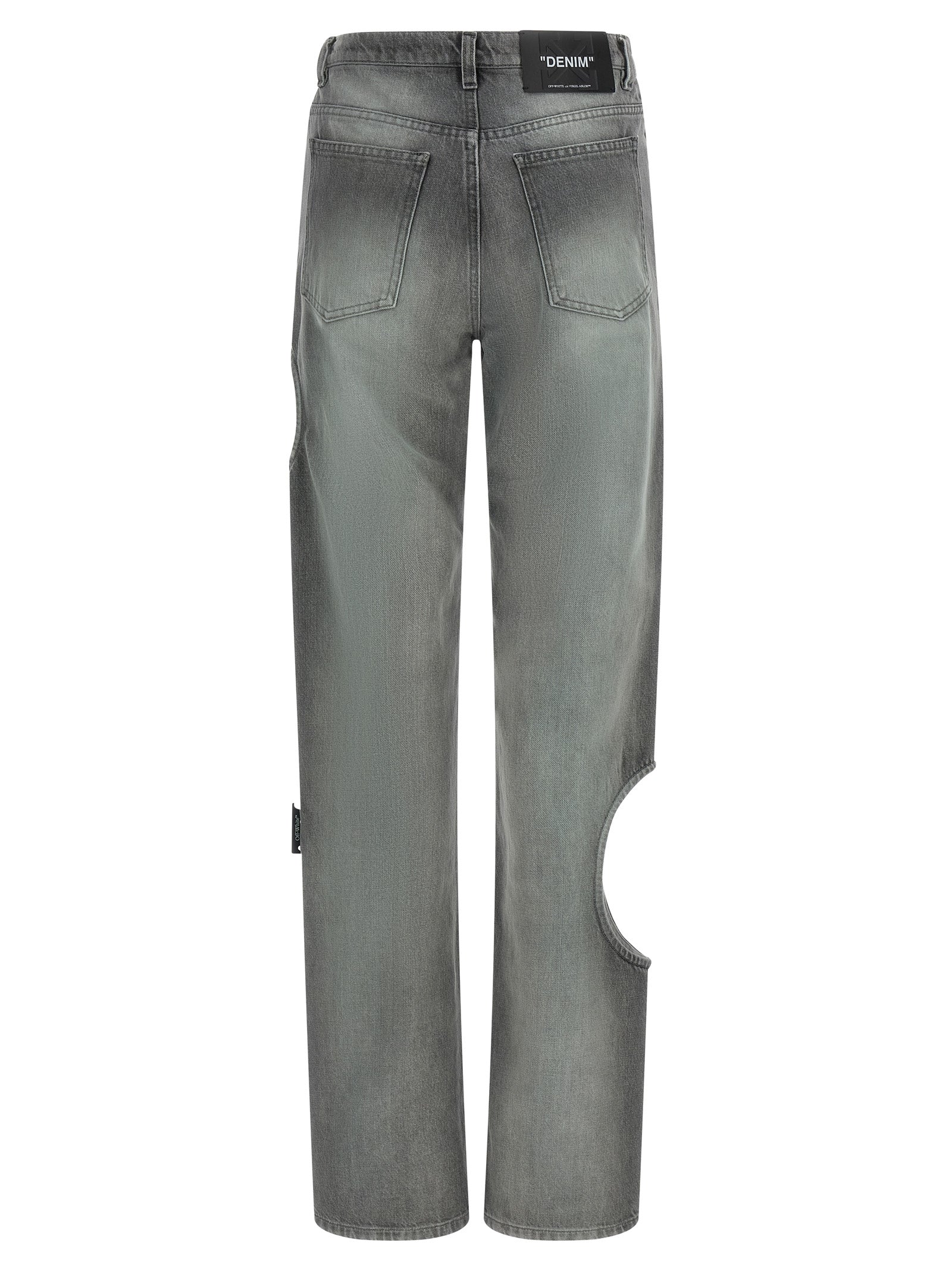 Off-White Graue Jeans aus Baumwolle im geraden Schnitt