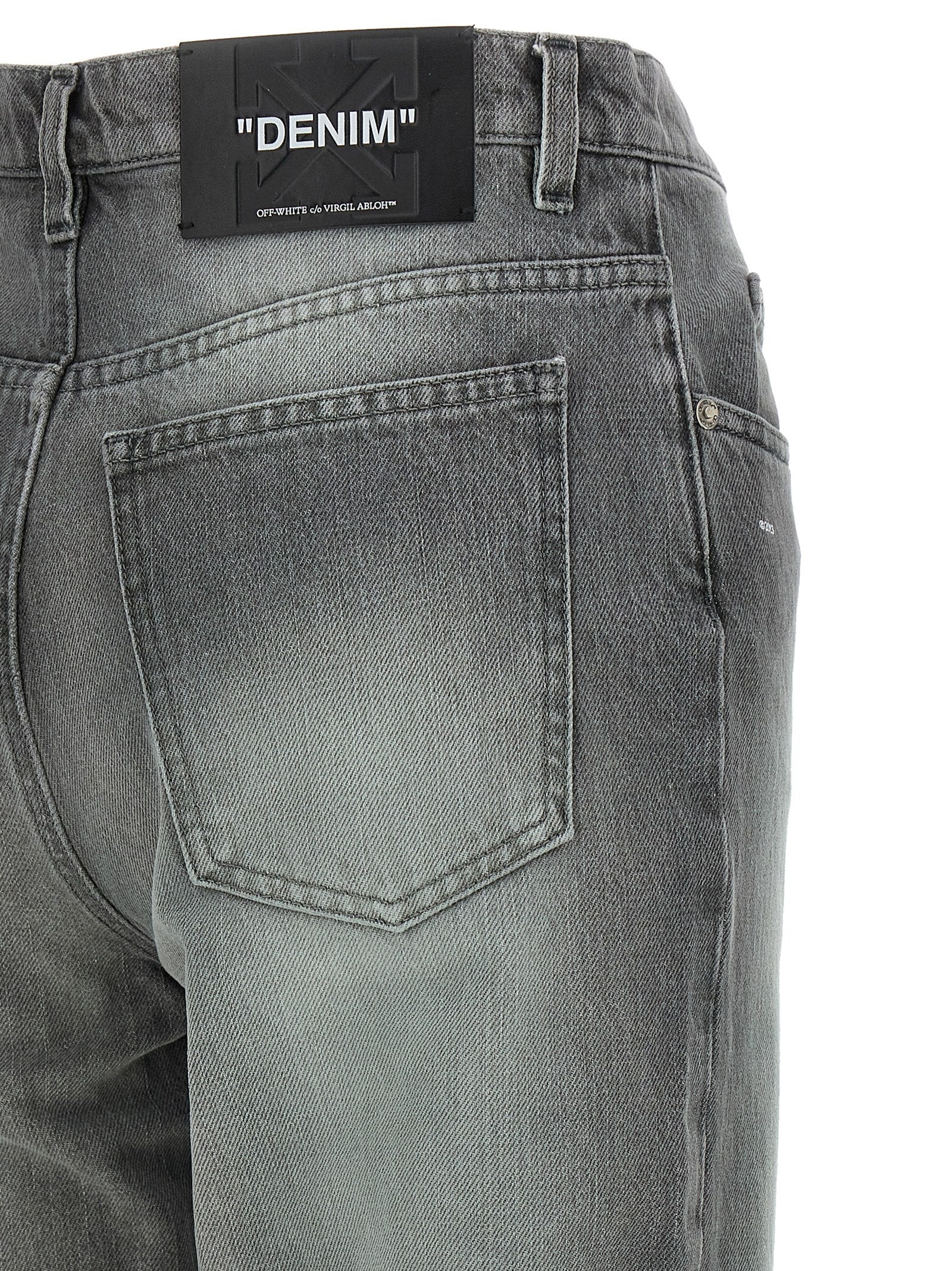 Off-White Graue Jeans aus Baumwolle im geraden Schnitt