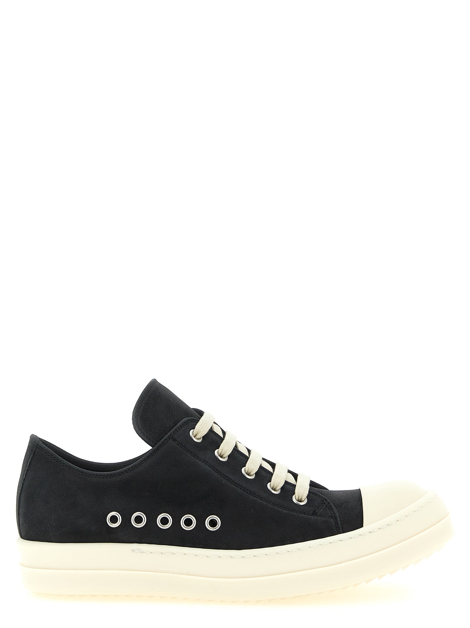 Rick Owens Schwarze Kalbsleder Low-Top-Sneaker