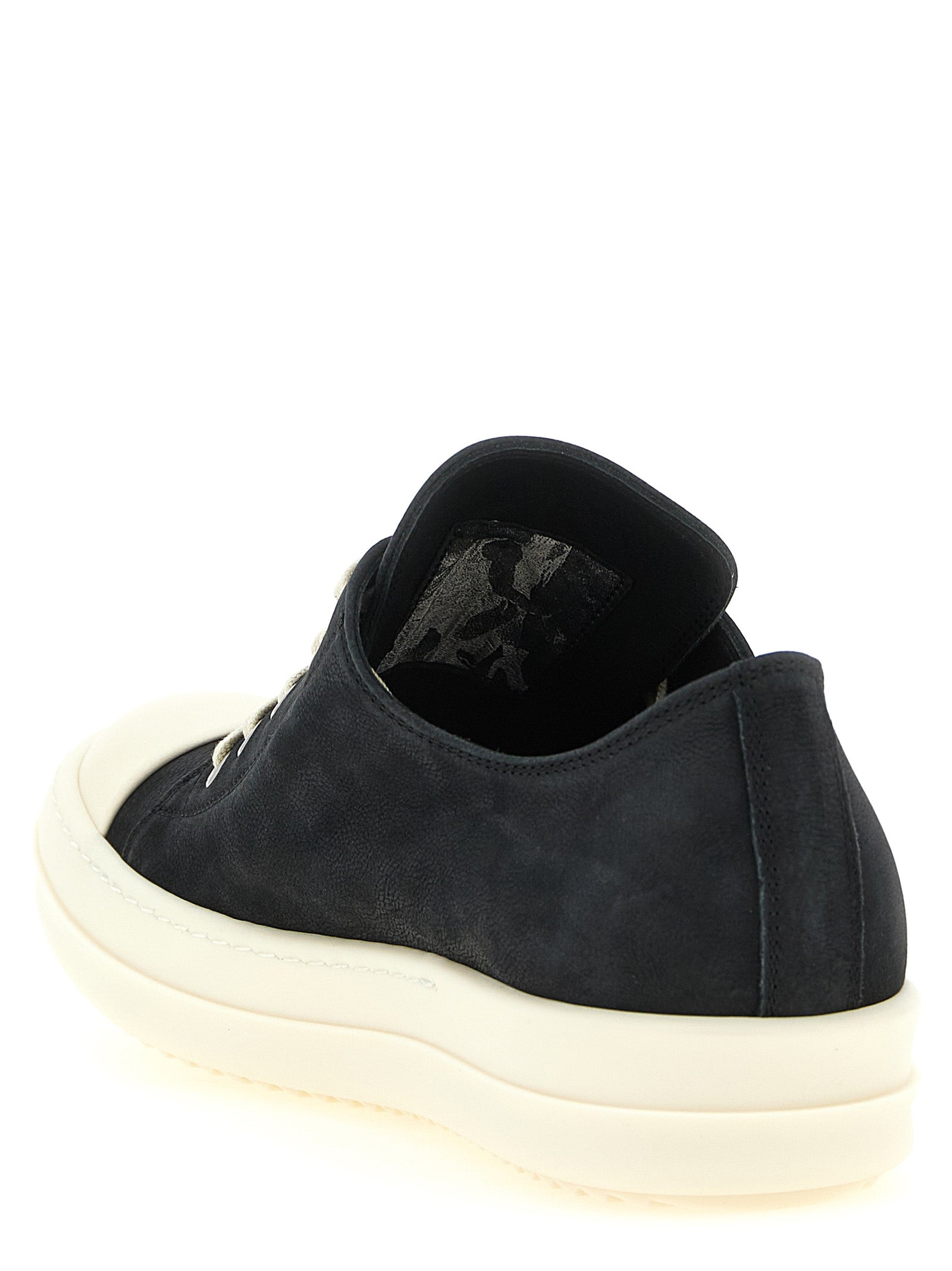 Rick Owens Schwarze Kalbsleder Low-Top-Sneaker
