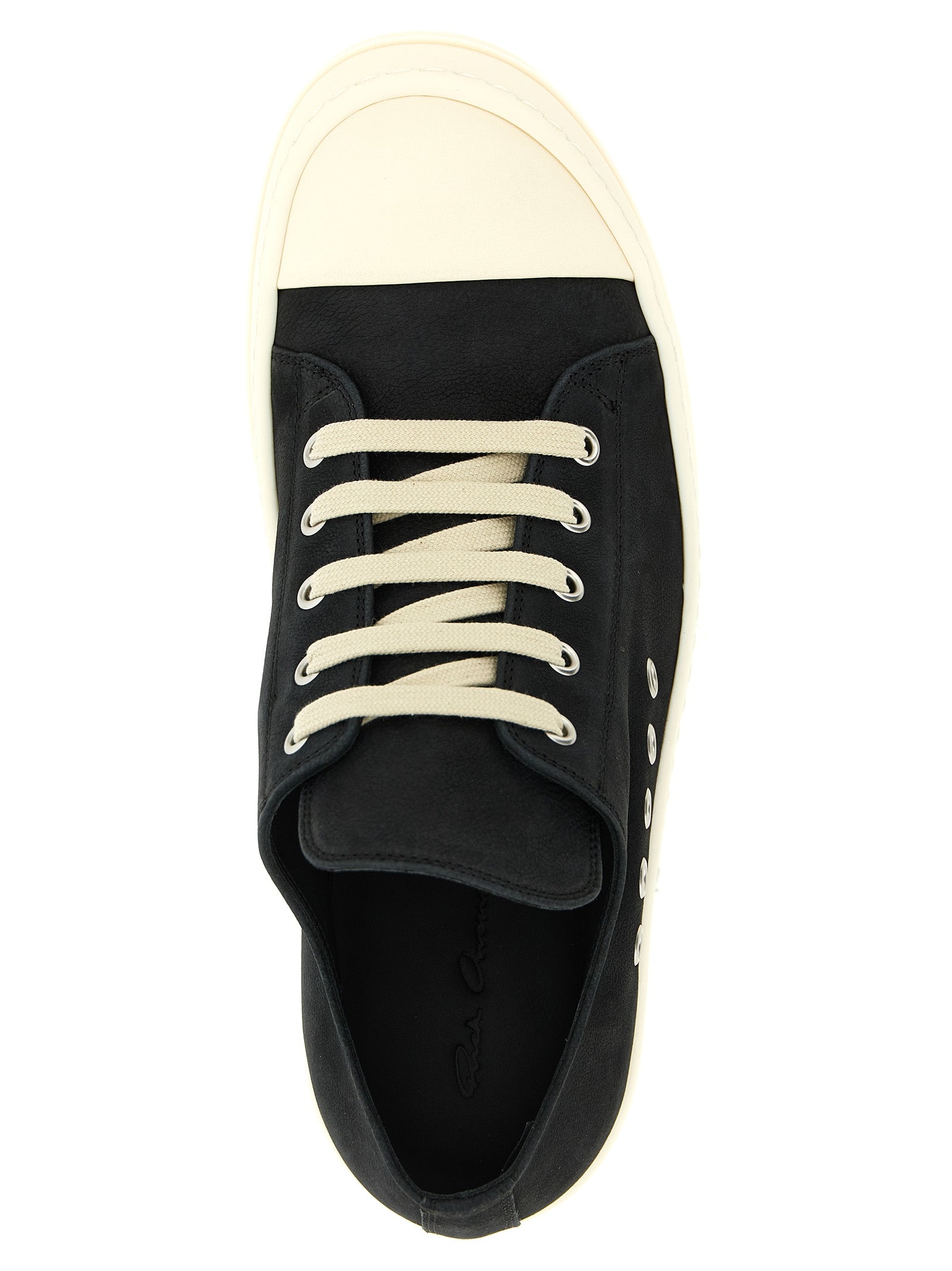 Rick Owens Schwarze Kalbsleder Low-Top-Sneaker