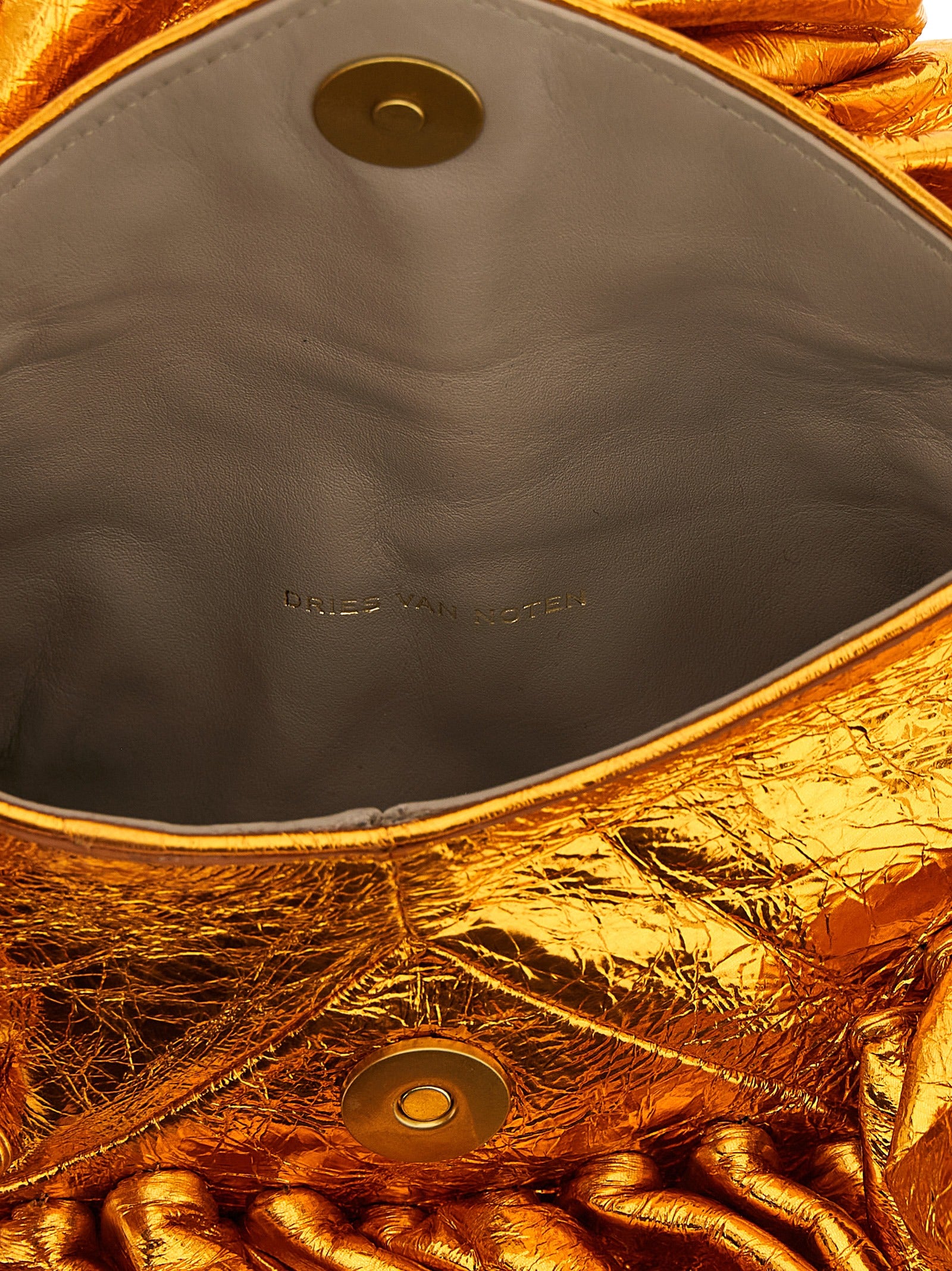 Dries Van Noten Orange Clutch aus Rindsleder