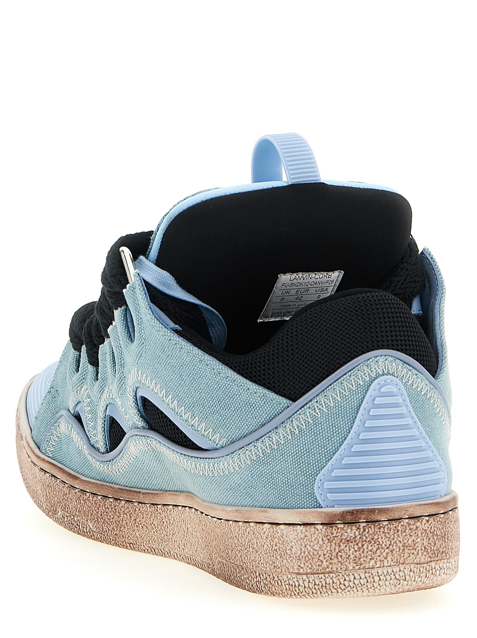 Lanvin Blaue Baumwoll-Sneaker im Athletic-Stil
