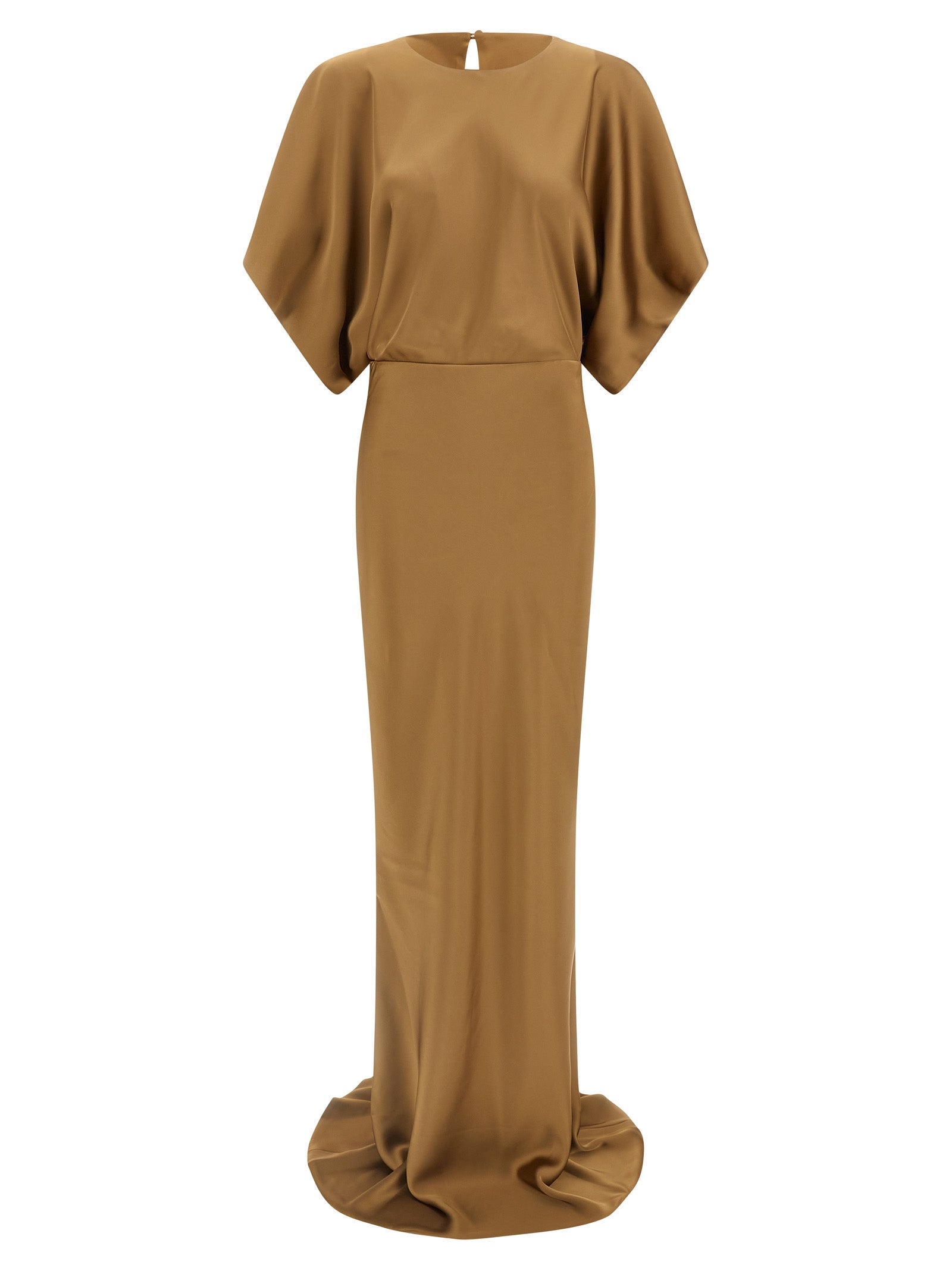 Norma Kamali Beigefarbenes Polyester-Maxikleid