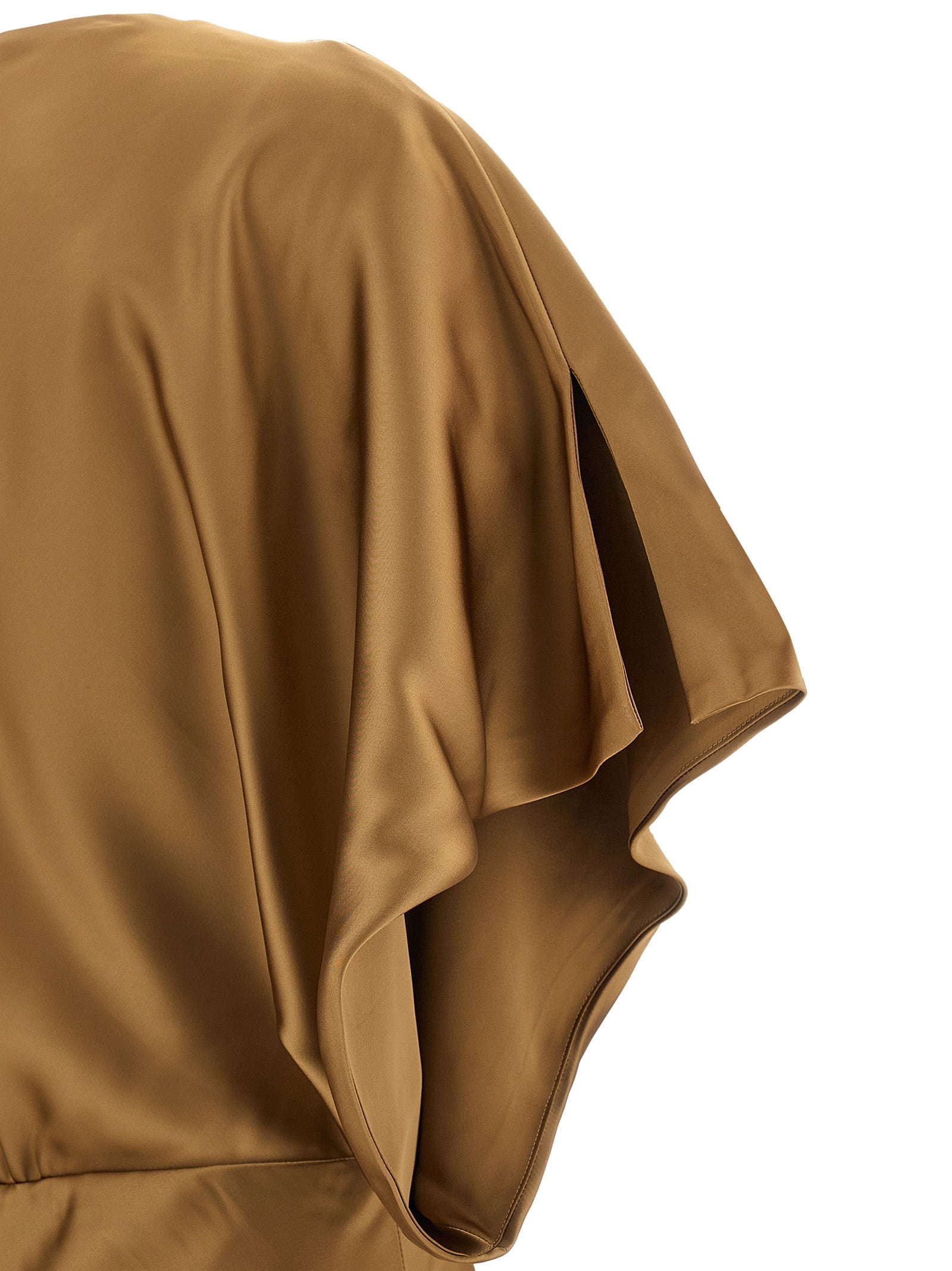 Norma Kamali Beigefarbenes Polyester-Maxikleid