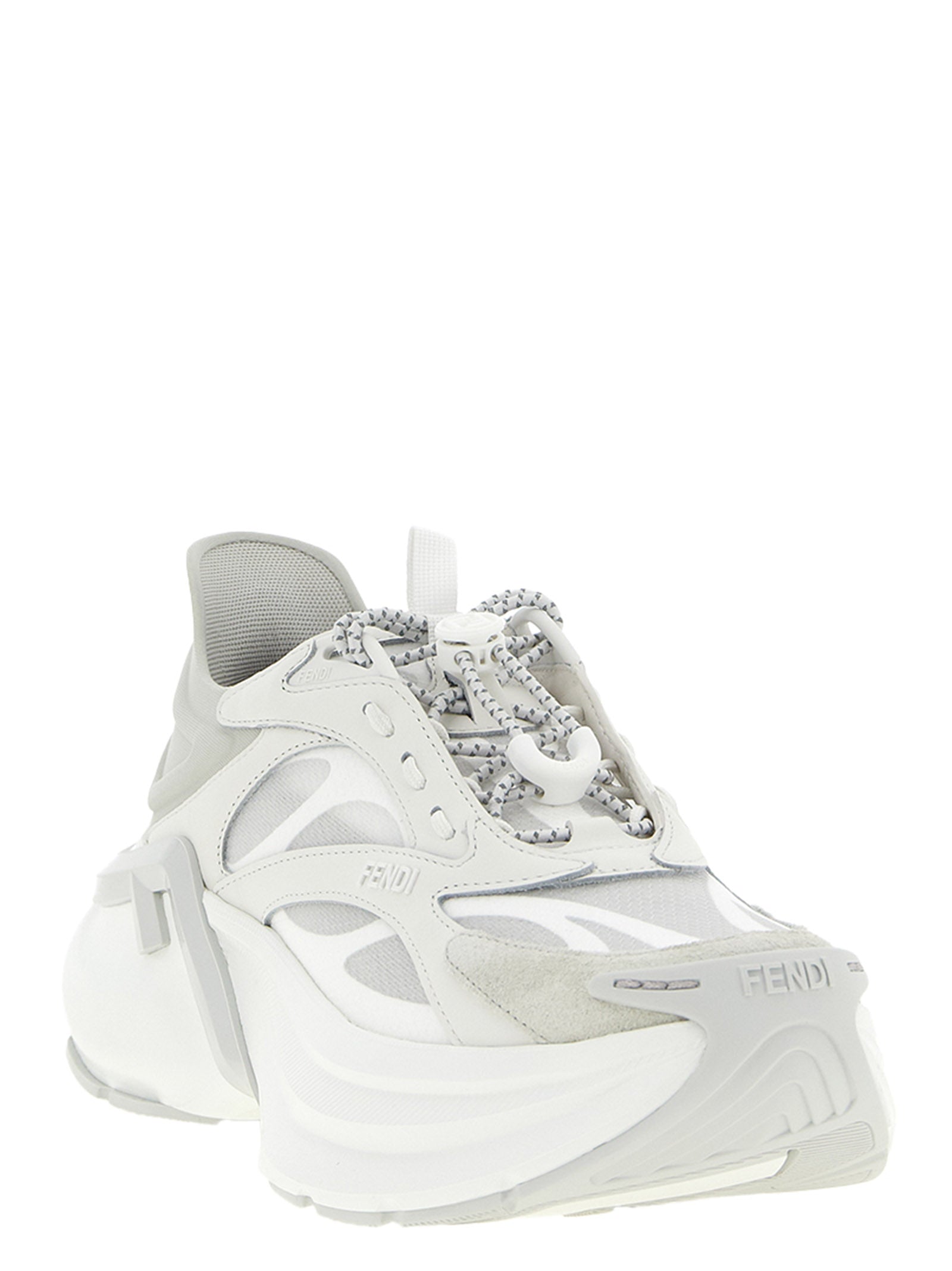 Fendi Graue Kalbsleder-Sneaker im Athletic-Stil