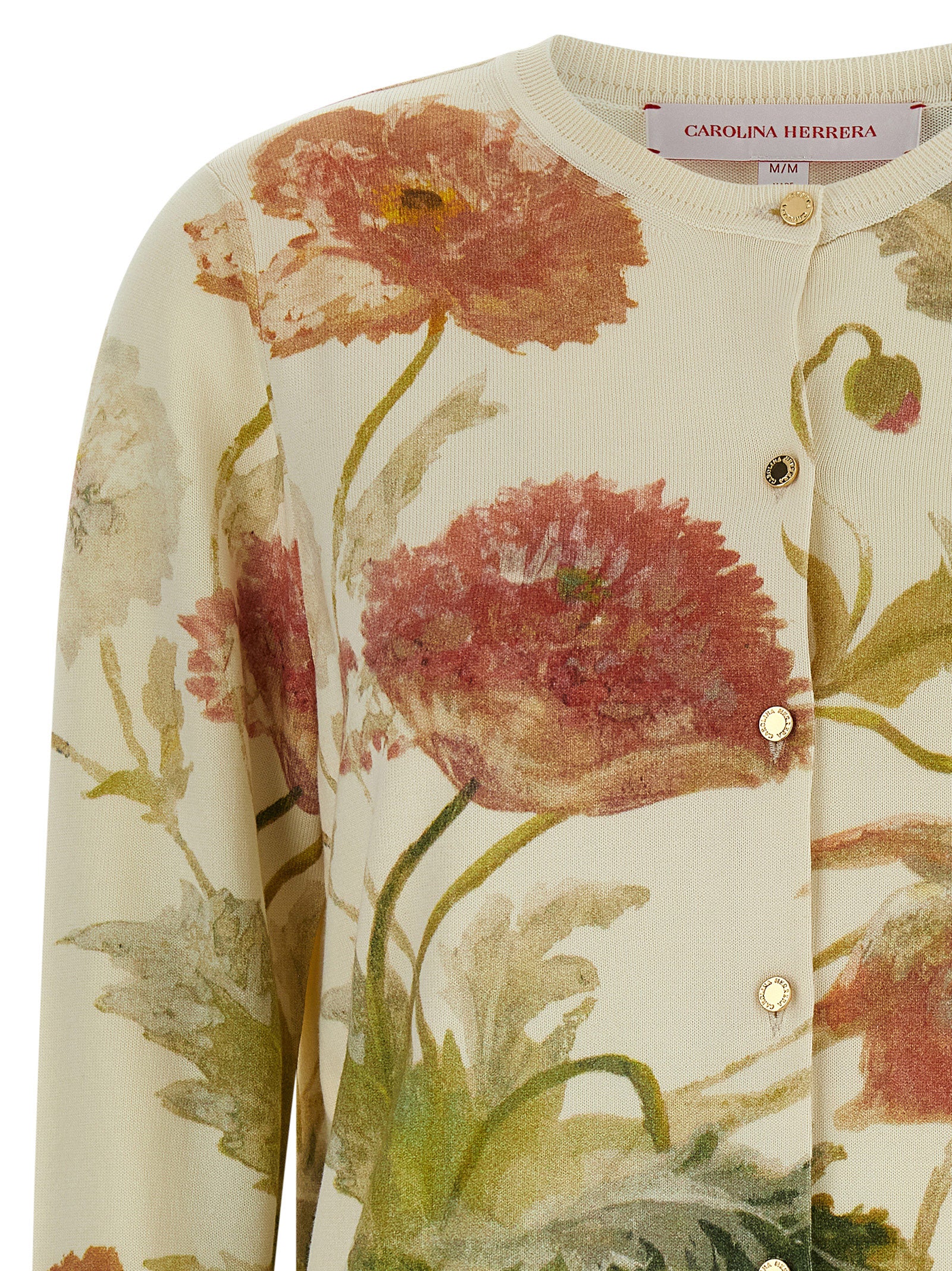 Carolina Herrera Weiße Seidenstrickjacke