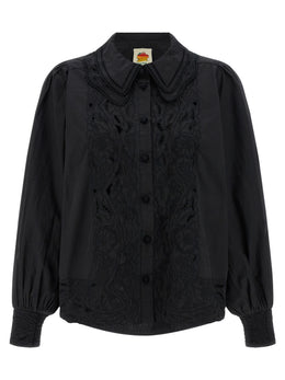 FARM RIO Schwarze Baumwollbluse