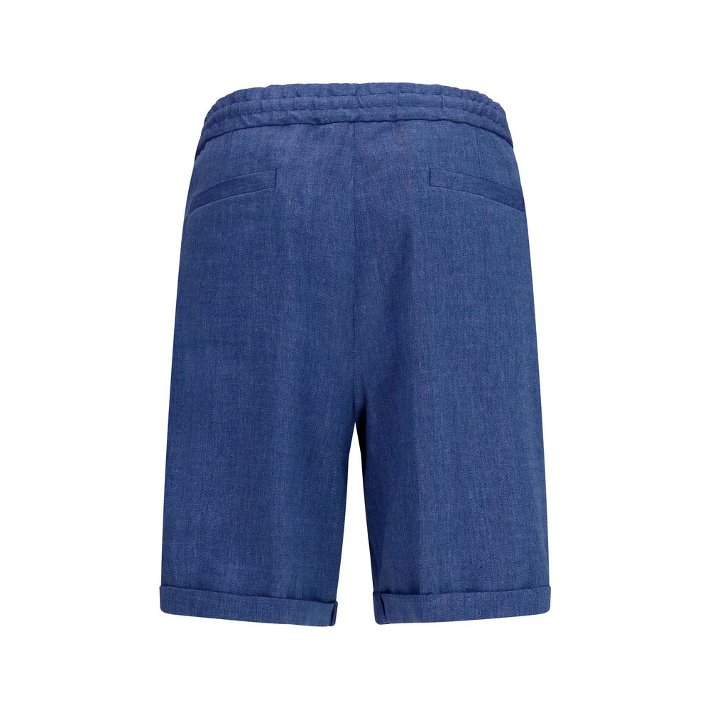 Brunello Cucinelli Blaue Leinen-Bermudashorts