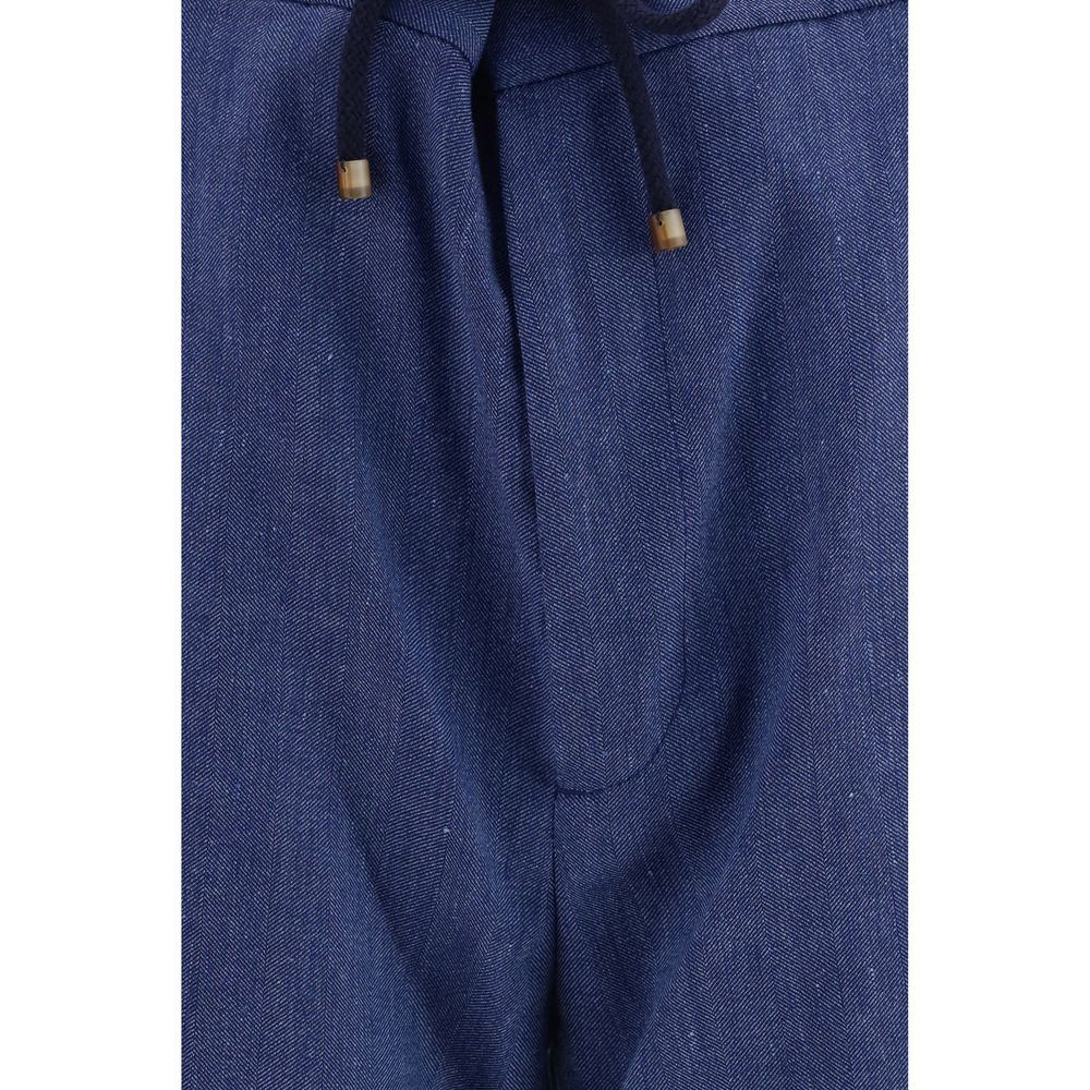 Brunello Cucinelli Blaue Leinen-Bermudashorts