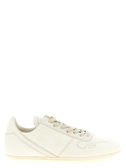 Rick Owens Weiße Low-Top-Sneaker aus Lammleder
