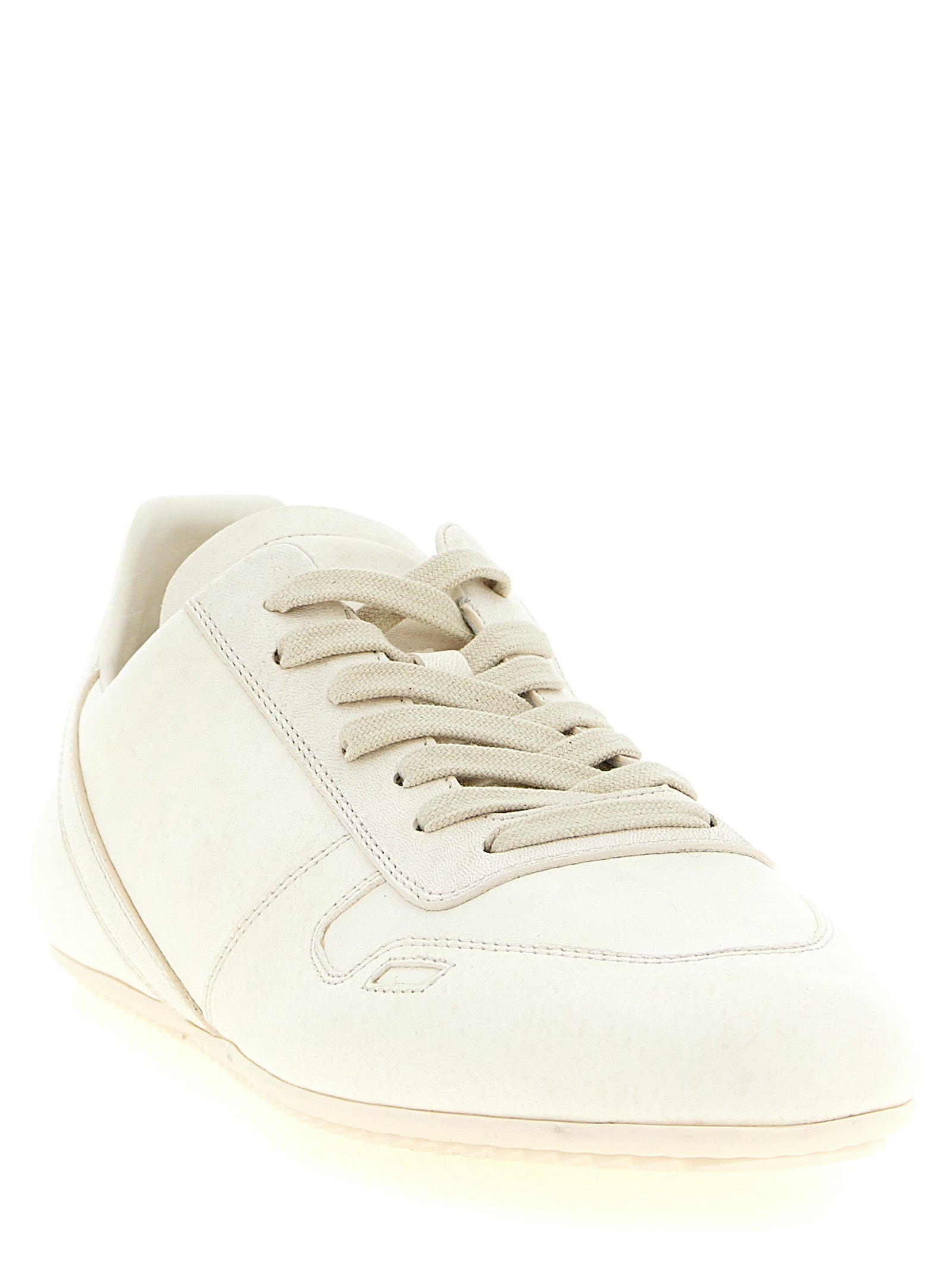 Rick Owens Weiße Low-Top-Sneaker aus Lammleder
