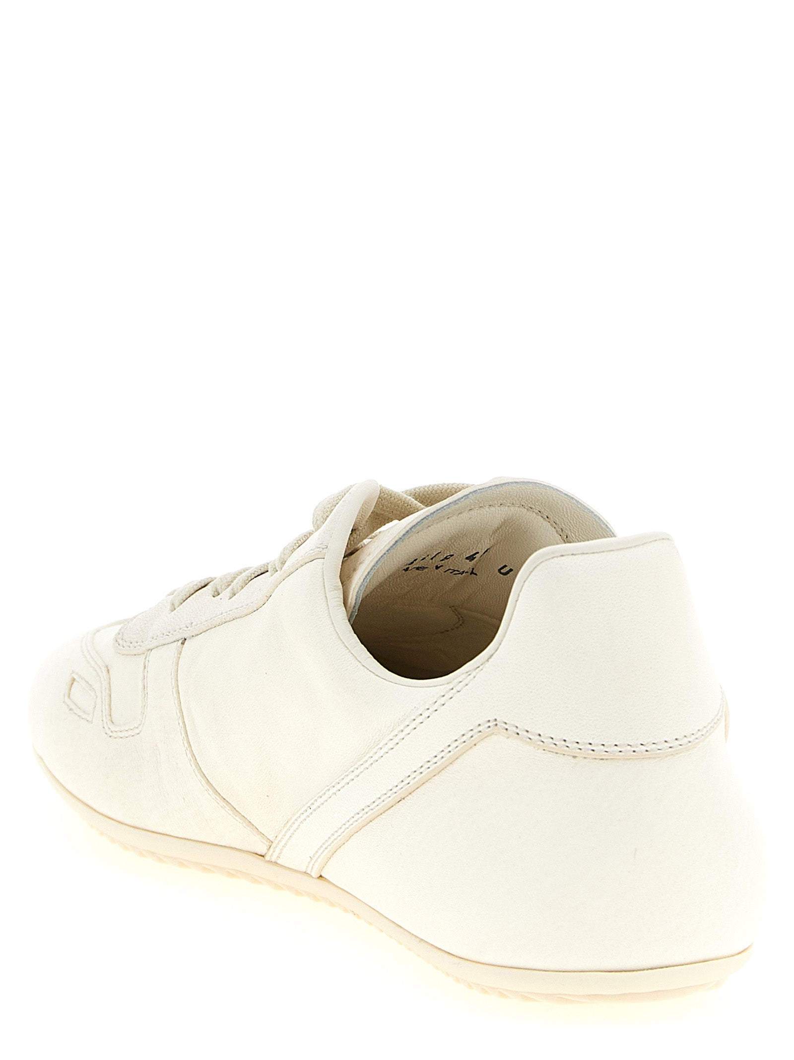 Rick Owens Weiße Low-Top-Sneaker aus Lammleder