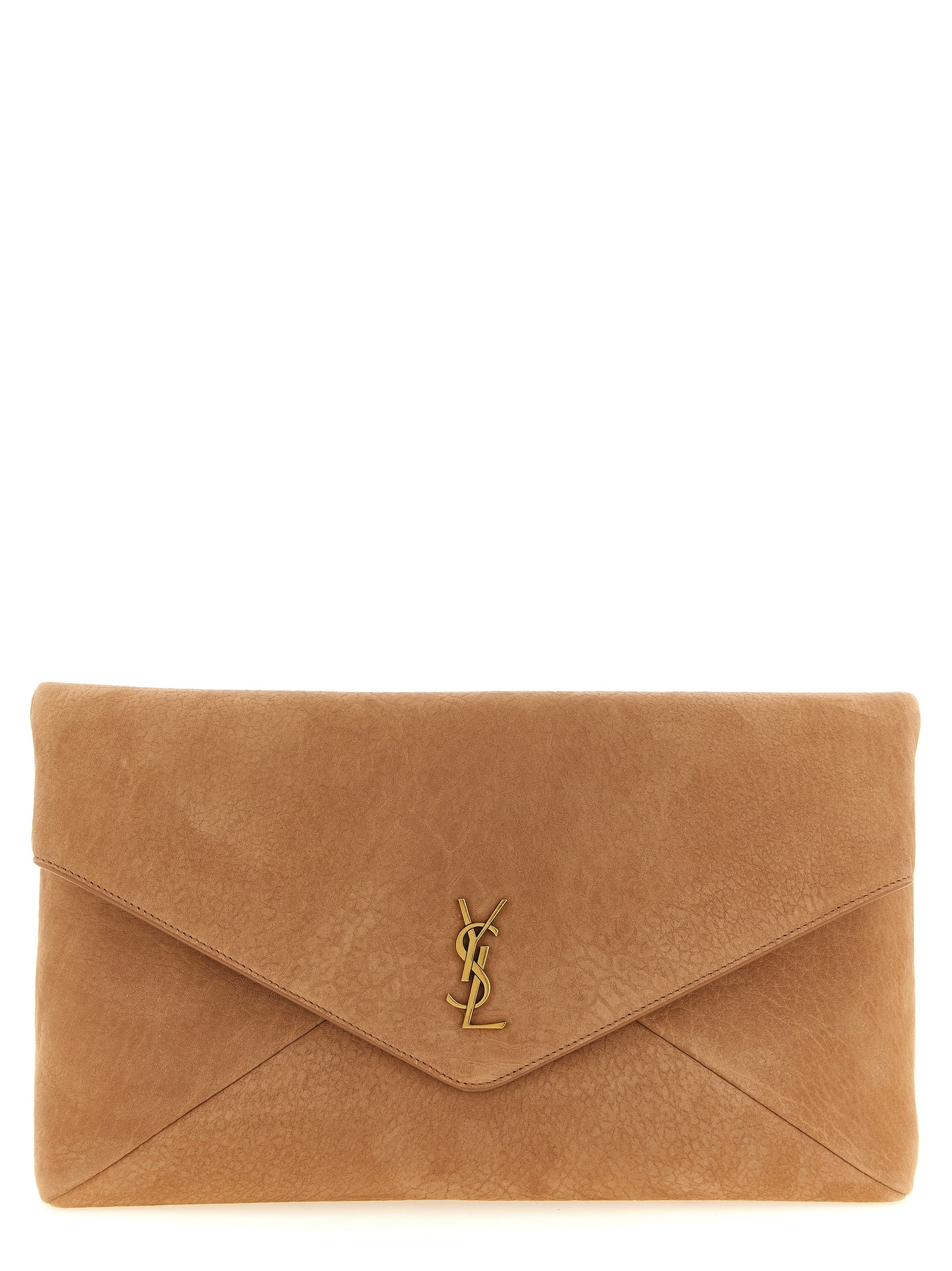Saint Laurent Braune Lammleder-Clutch