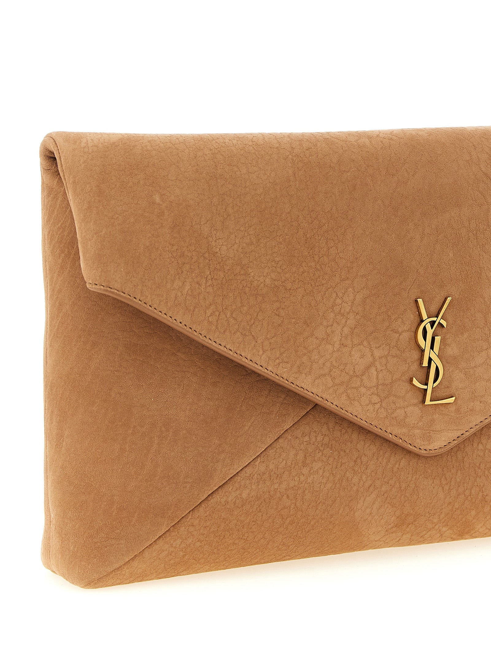 Saint Laurent Braune Lammleder-Clutch