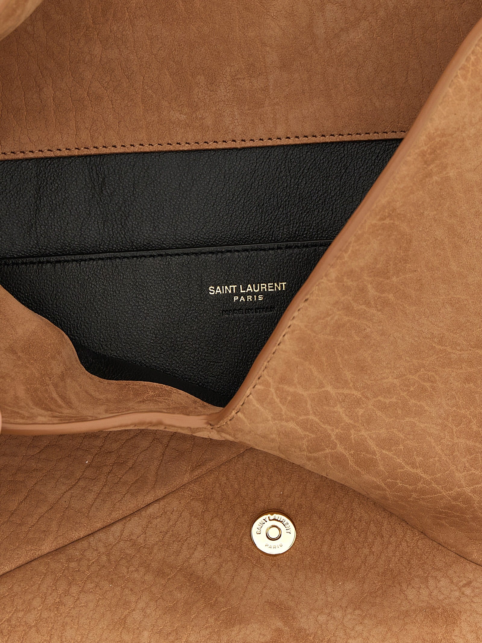 Saint Laurent Braune Lammleder-Clutch