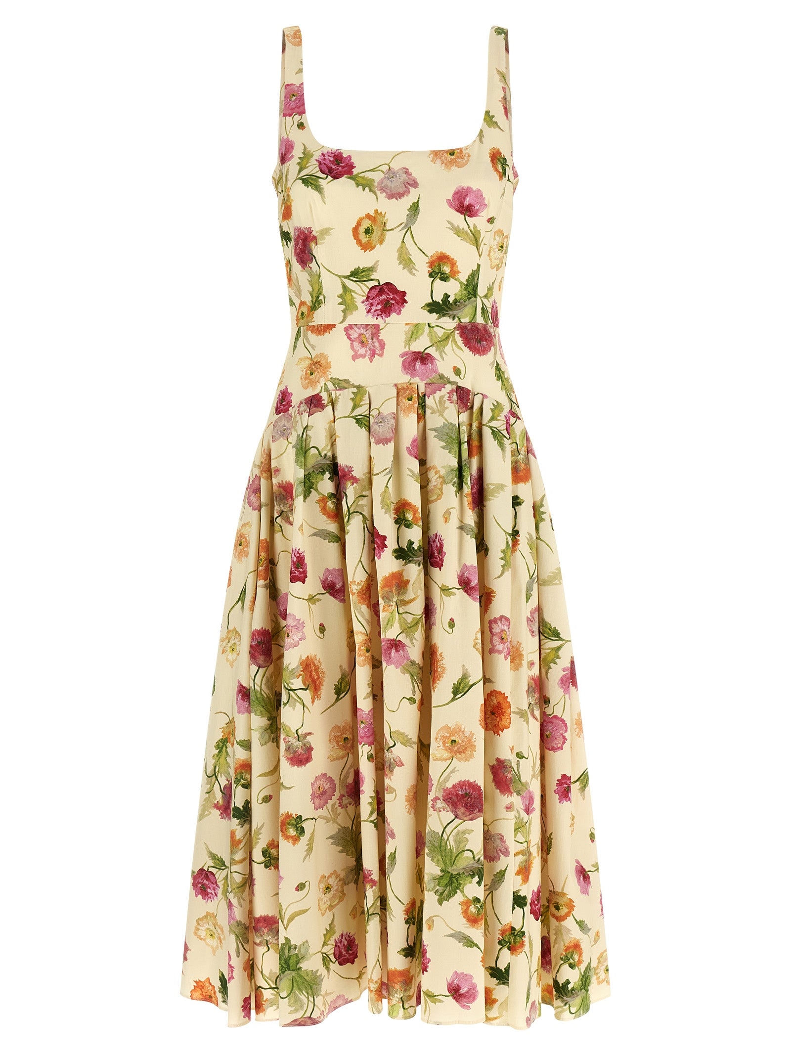 Carolina Herrera Beige Baumwoll-Midikleid